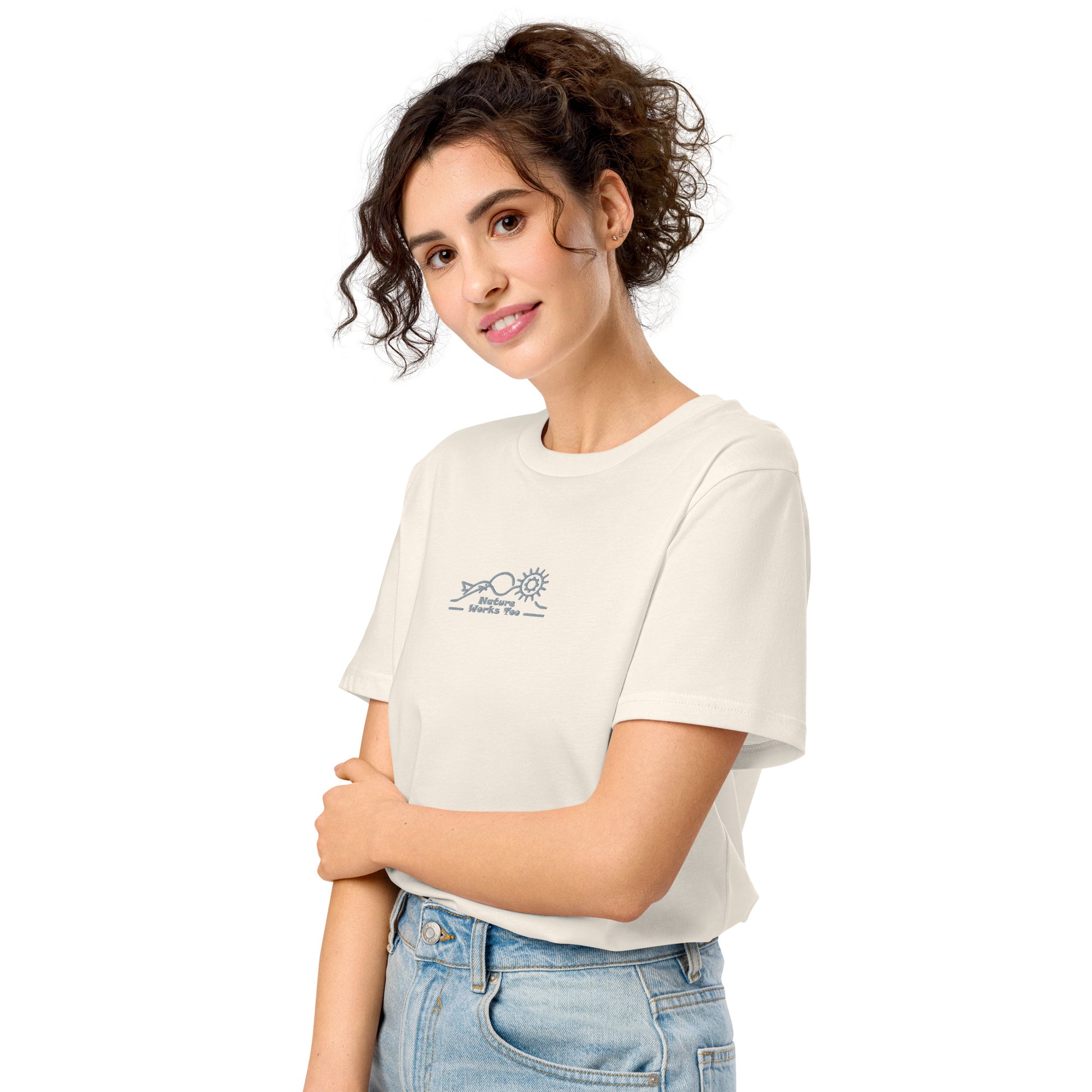 Unisex Organic Mid-Light T-Shirt: Nature Works Too | Owl Embroidered Sustainable Fashion USA Dudeily