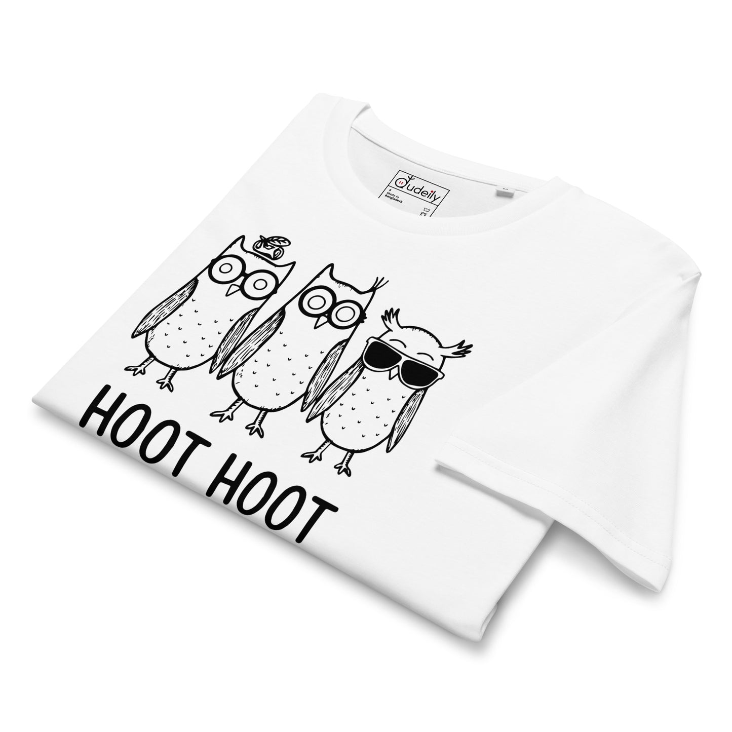 Unisex Organic Mid-Light T-Shirt: Hoot Hoot Let’s Stick Together! | Owl-Themed Sustainable Fashion USA Dudeily