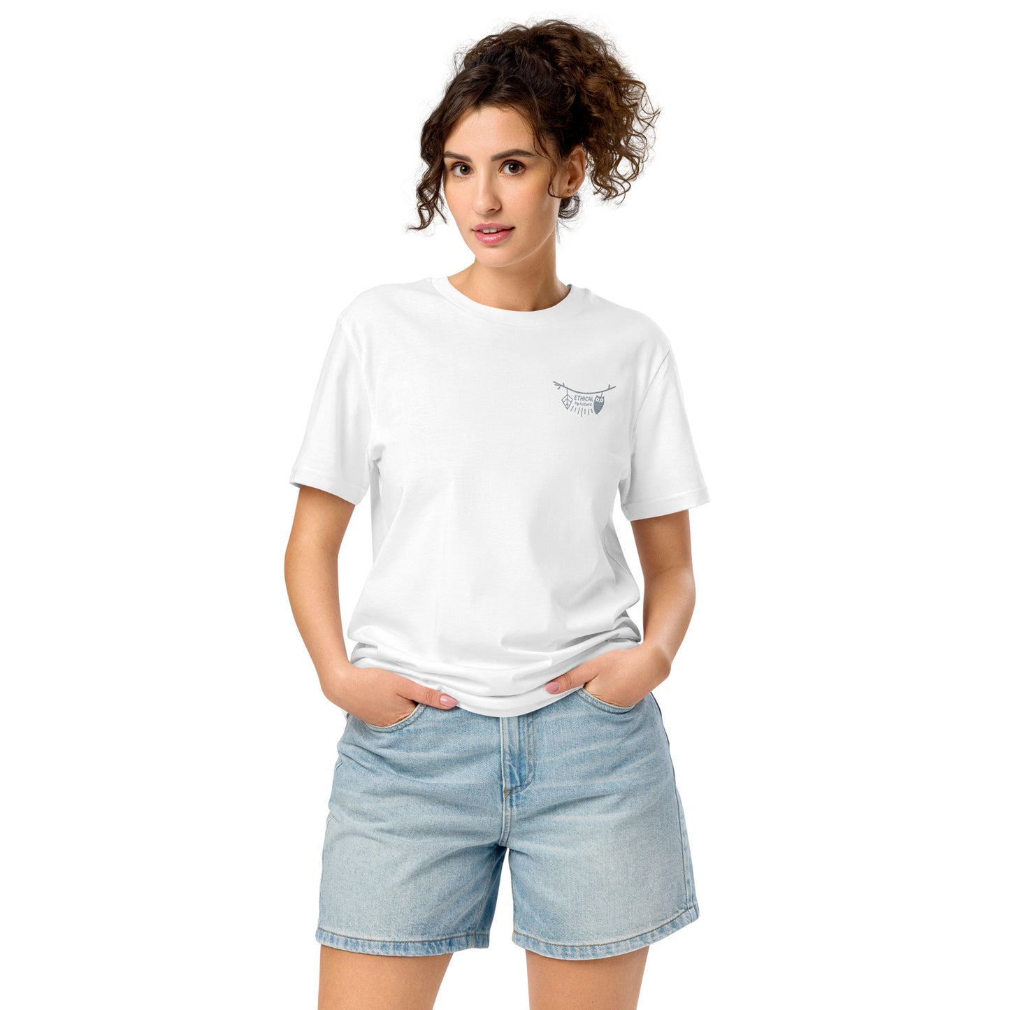 Unisex Organic Mid-Light T-Shirt: Ethical by Nature | Owl Embroidered Sustainable Fashion USA by Dudeily White Dudeily