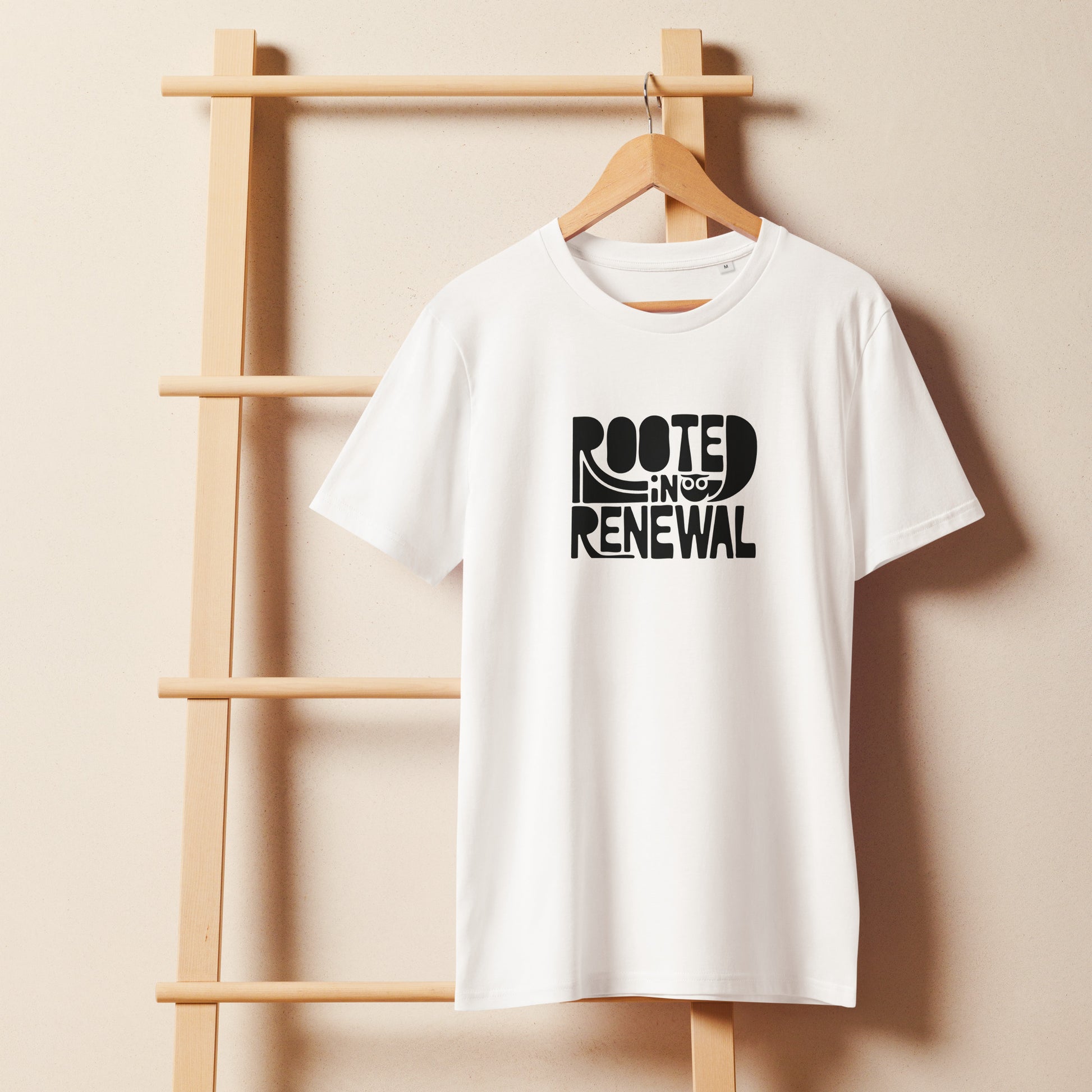 Unisex Organic Mid-Light T-Shirt "Rooted In Renewal" – Owl Print Sustainable Fashion Dudeily