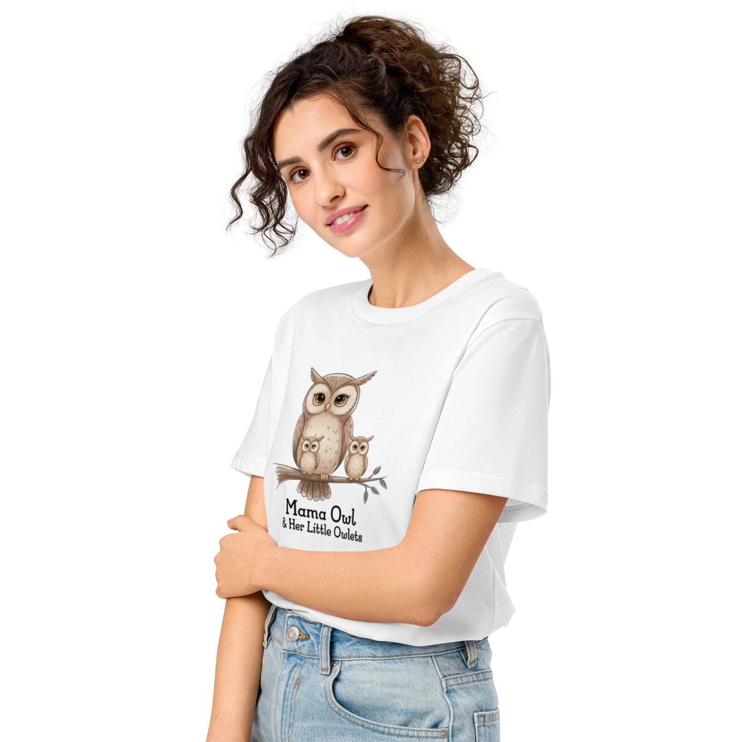 Unisex Organic Mid-Light T-Shirt – Eco-Friendly Owl Lover’s Pick by Dudeily White Dudeily