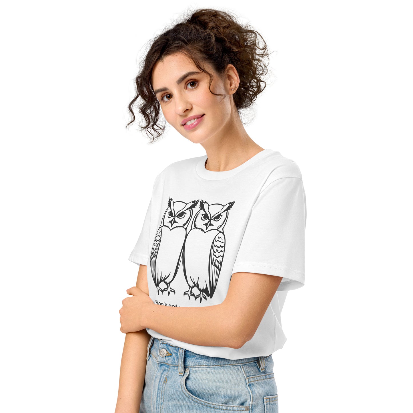 Unisex Organic Mid-Light T-Shirt: Hoo’s Got My Back? | Owl-Themed Sustainable Fashion USA by Dudeily Dudeily