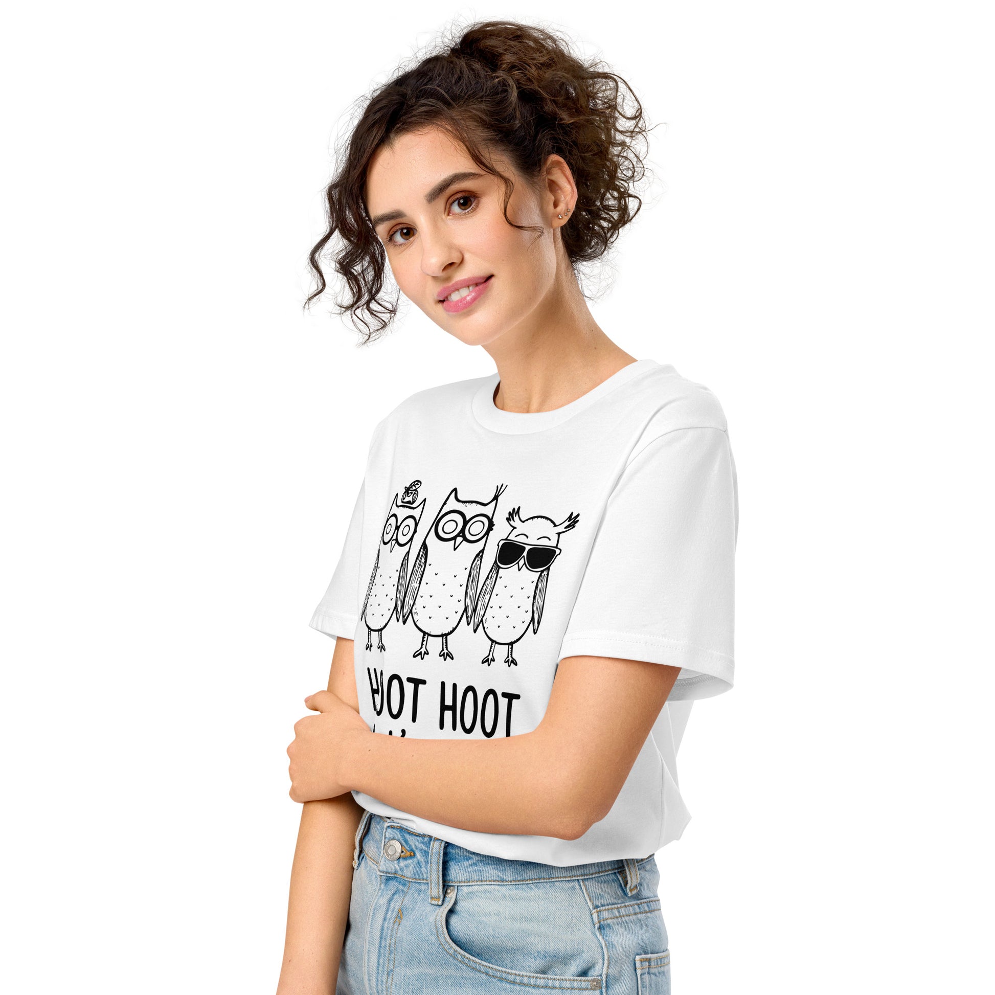 Unisex Organic Mid-Light T-Shirt: Hoot Hoot Let’s Stick Together! | Owl-Themed Sustainable Fashion USA Dudeily