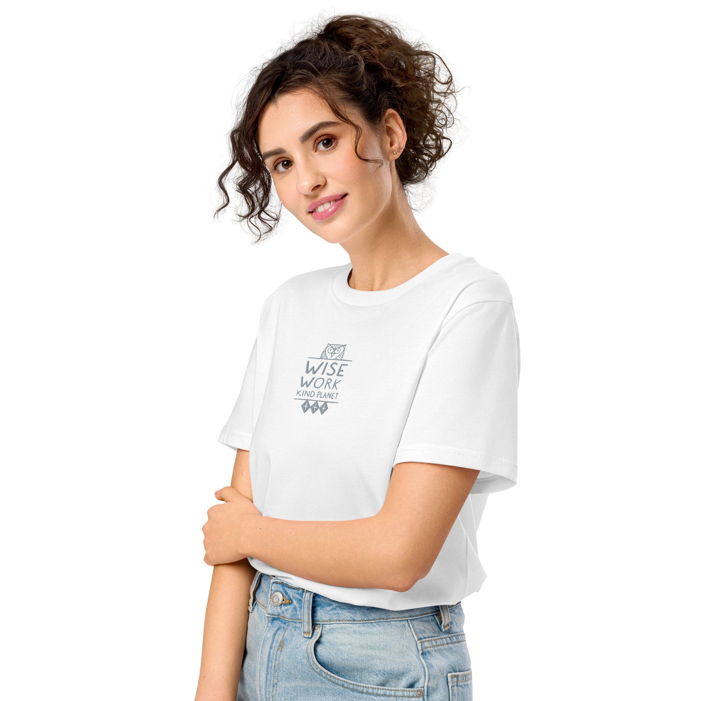 Owl Embroidered Unisex Organic Mid-Light T-Shirt | Sustainable Fashion USA by Dudeily Dudeily