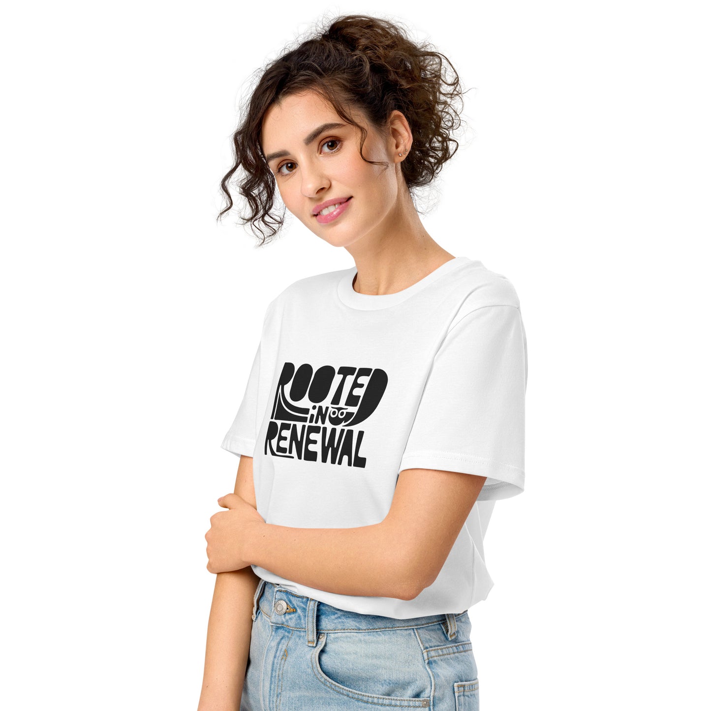 Unisex Organic Mid-Light T-Shirt "Rooted In Renewal" – Owl Print Sustainable Fashion Dudeily
