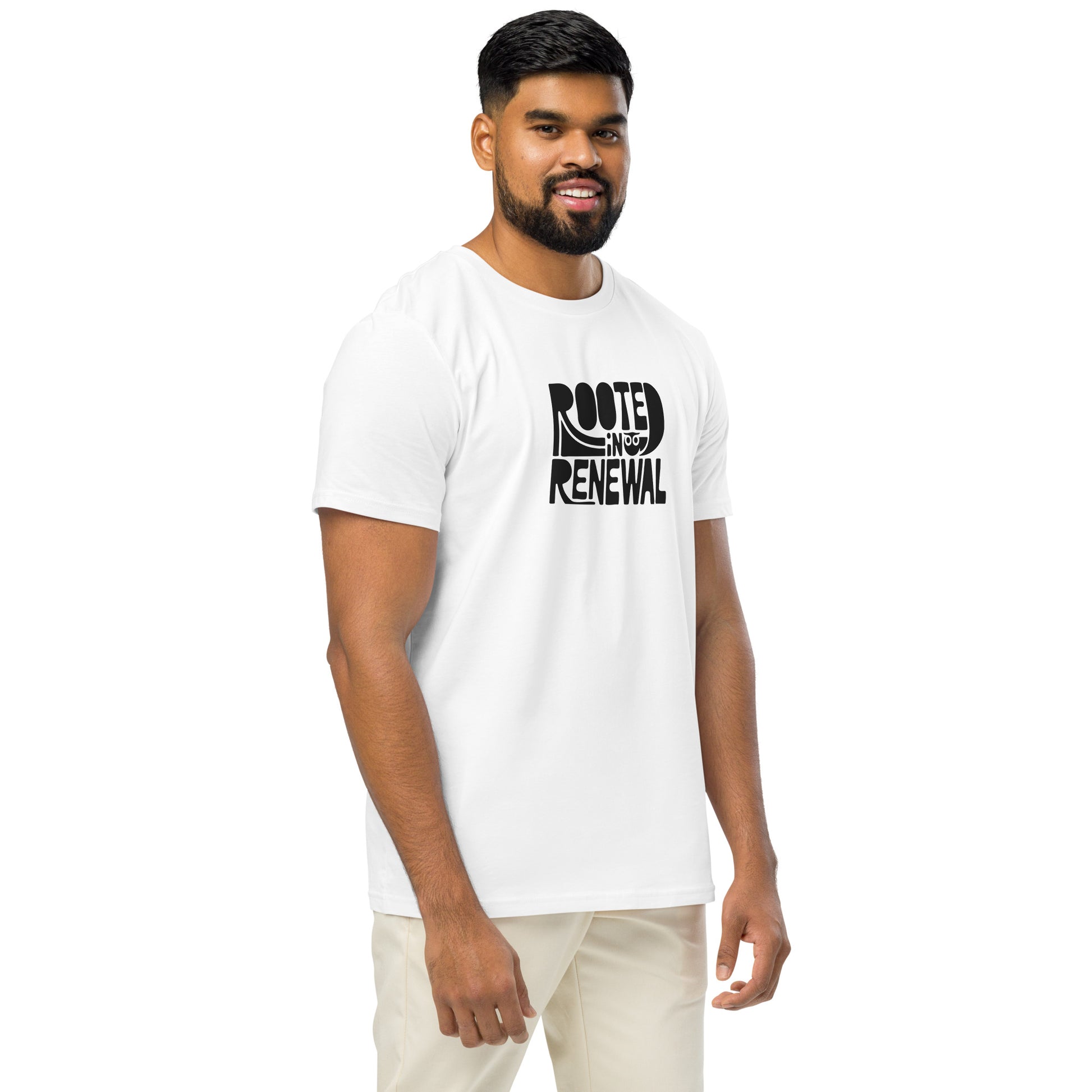 Unisex Organic Mid-Light T-Shirt "Rooted In Renewal" – Owl Print Sustainable Fashion Dudeily
