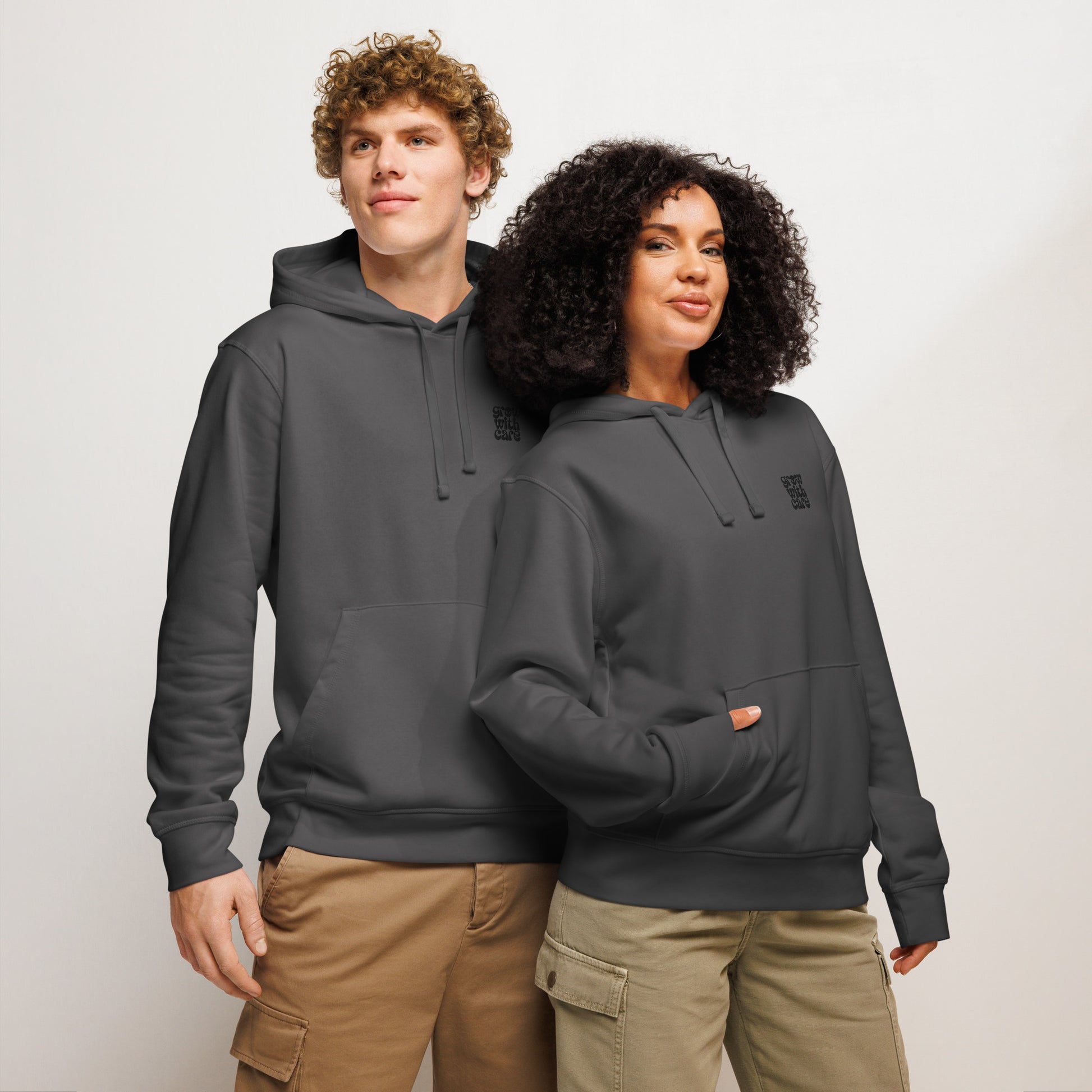 Eco-Friendly Owl Clothing Embroidered Unisex Organic Mid-Weight Hoodie "Grow With Care" Dudeily