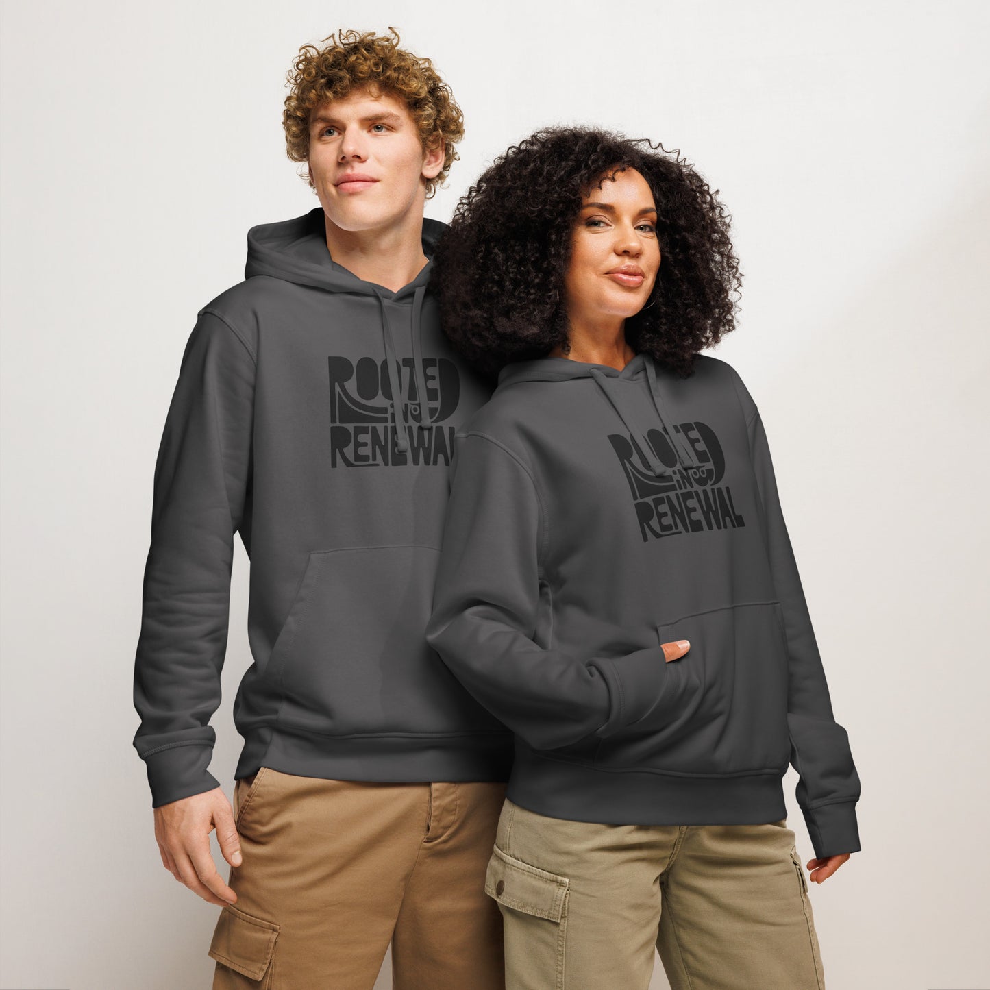 “Rooted In Renewal” Unisex Organic Mid-Weight Hoodie – Owl Print Sustainable Fashion Dudeily
