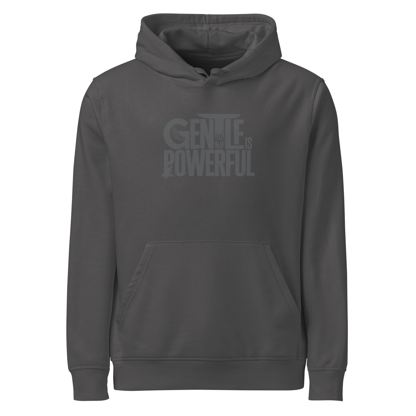 Unisex Organic Mid-Weight Hoodie "Rooted In Renewal" – Owl Print Sustainable Fashion Anthracite Dudeily