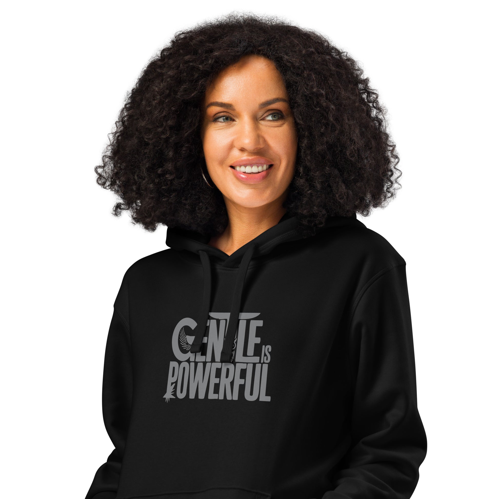 Unisex Organic Mid-Weight Hoodie "Gentle is Powerful" – Owl Print Sustainable Fashion Dudeily