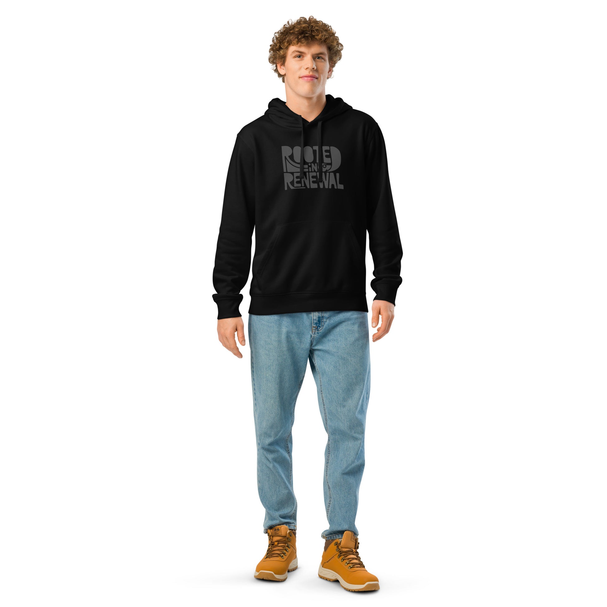 “Rooted In Renewal” Unisex Organic Mid-Weight Hoodie – Owl Print Sustainable Fashion Dudeily
