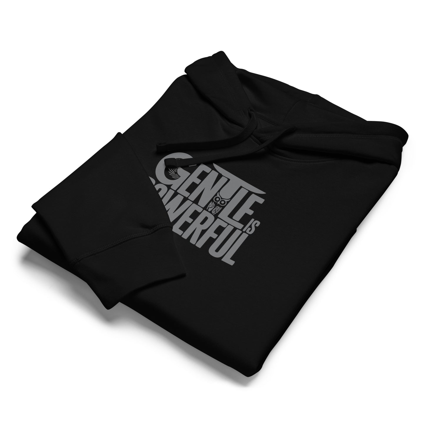 Unisex Organic Mid-Weight Hoodie "Gentle is Powerful" – Owl Print Sustainable Fashion Dudeily
