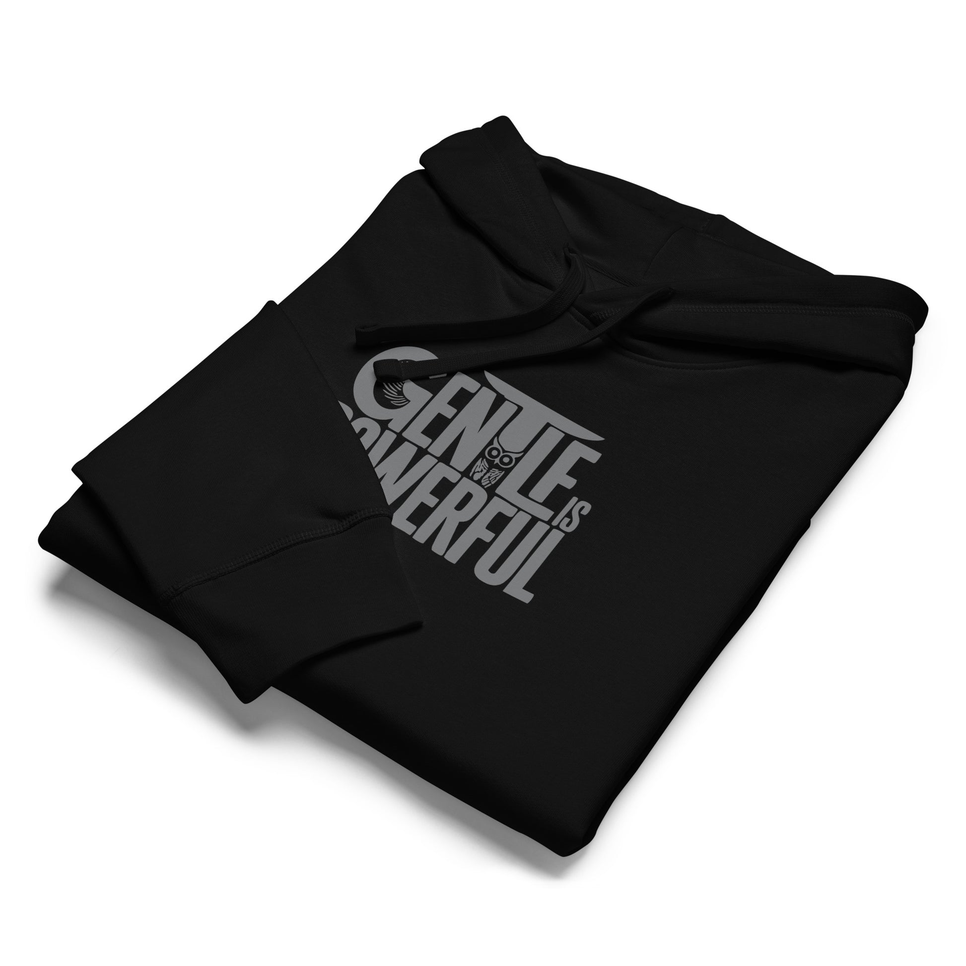 Unisex Organic Mid-Weight Hoodie "Gentle is Powerful" – Owl Print Sustainable Fashion Dudeily
