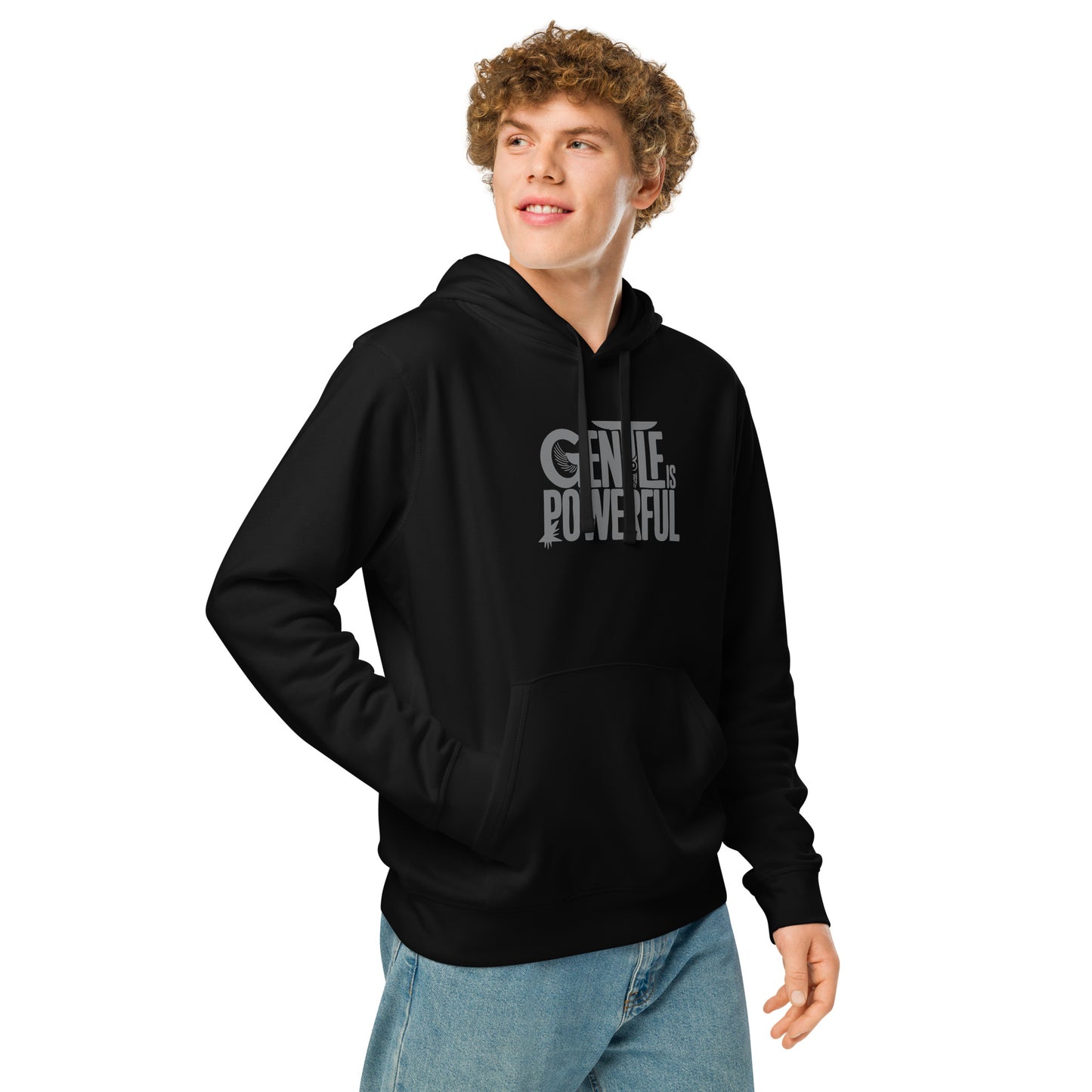 Unisex Organic Mid-Weight Hoodie "Gentle is Powerful" – Owl Print Sustainable Fashion Dudeily