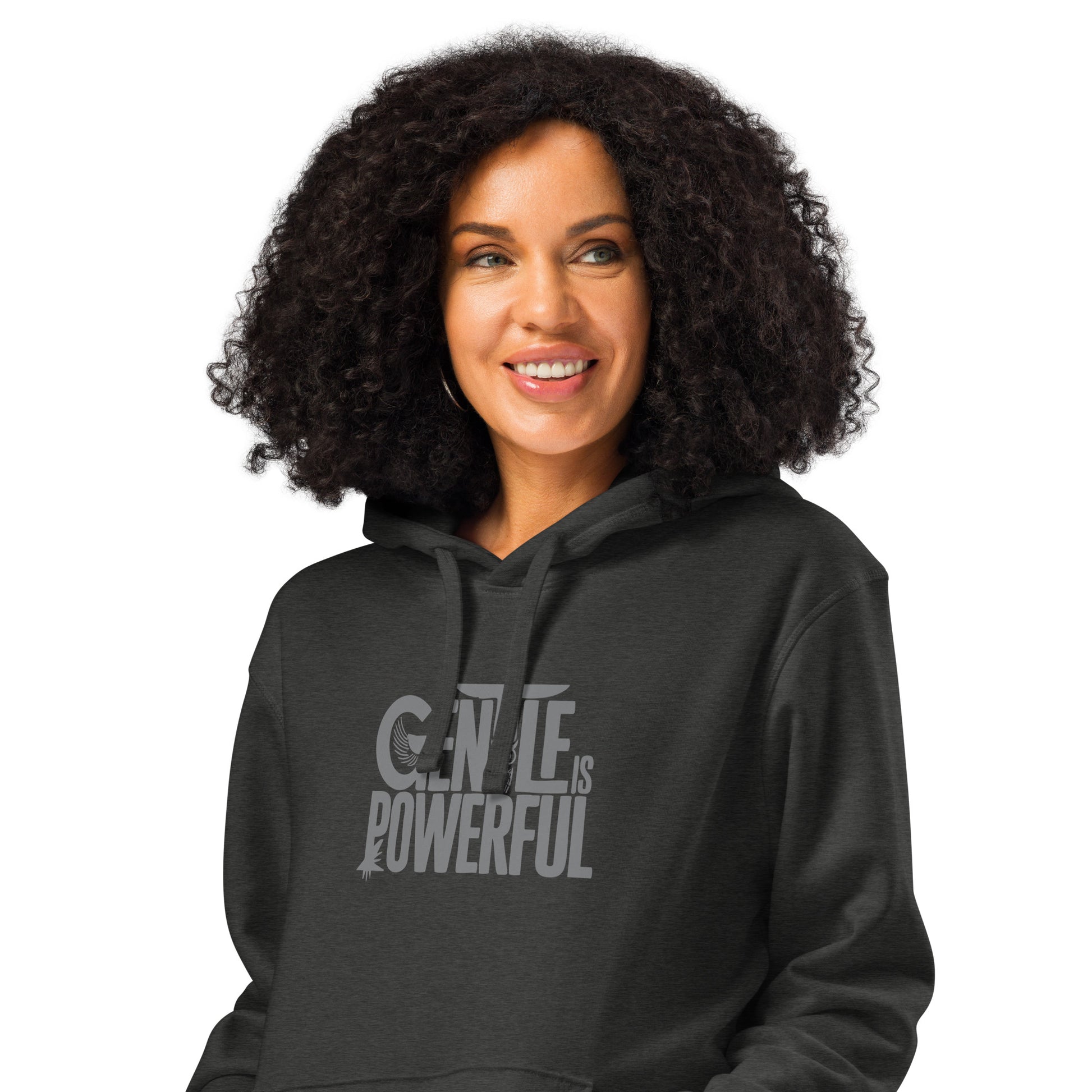 Unisex Organic Mid-Weight Hoodie "Gentle is Powerful" – Owl Print Sustainable Fashion Dudeily