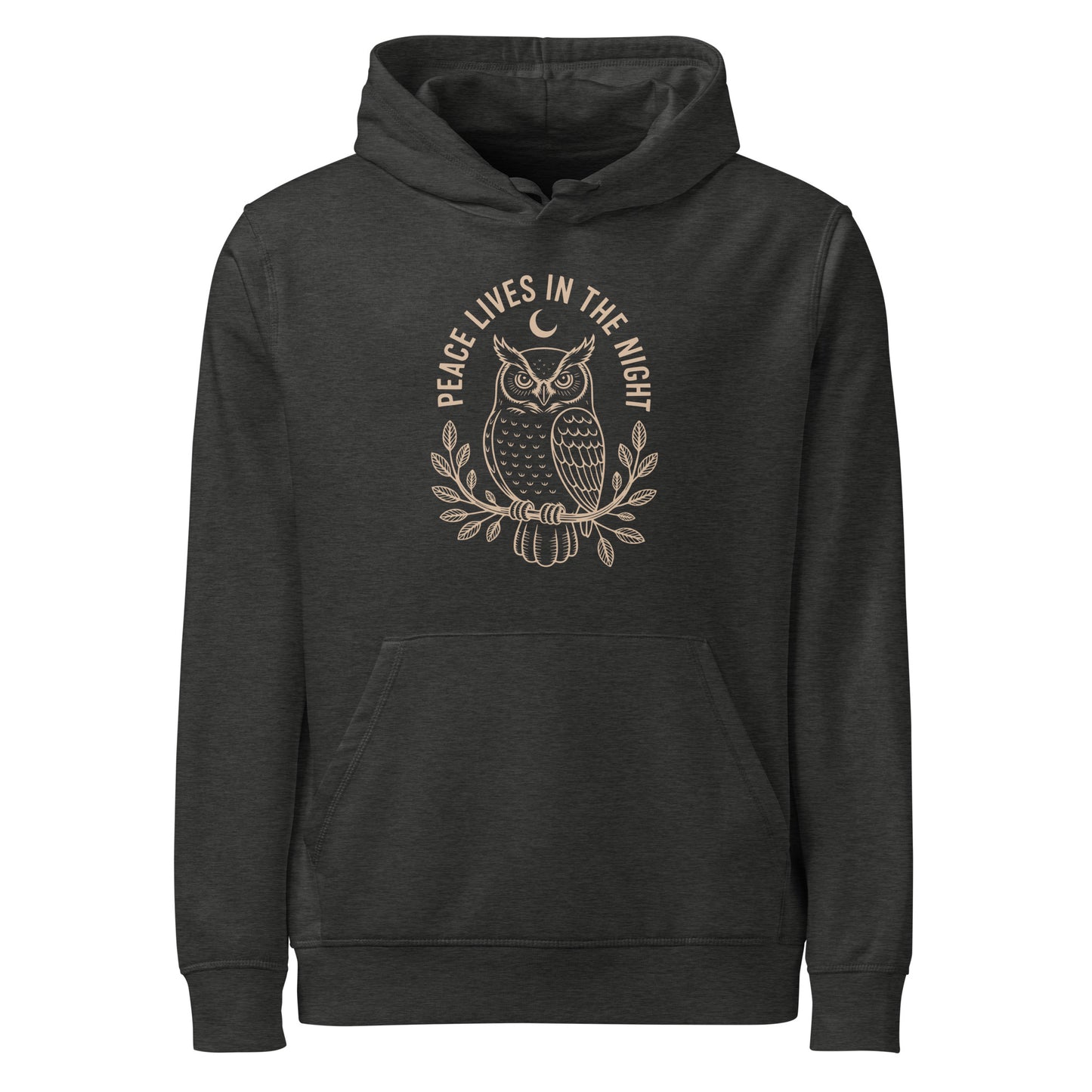 Unisex Organic Mid-Weight Hoodie: 'Peace in the Night' in Fall | Sustainable Owl Fashion USA Dudeily