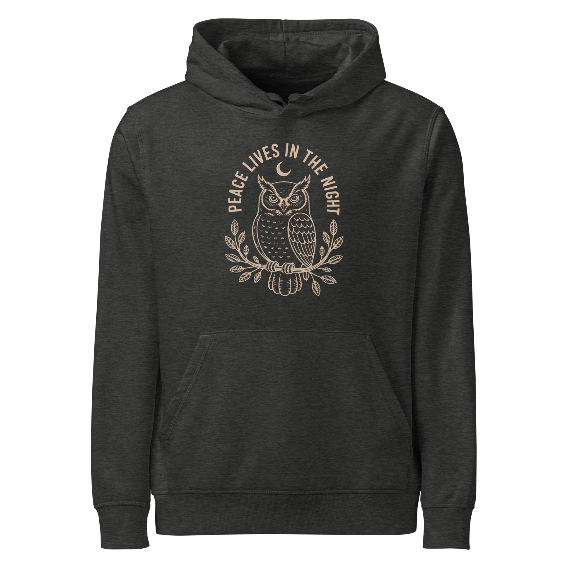 Unisex Organic Mid-Weight Hoodie: 'Peace in the Night' in Fall | Sustainable Owl Fashion USA Dudeily