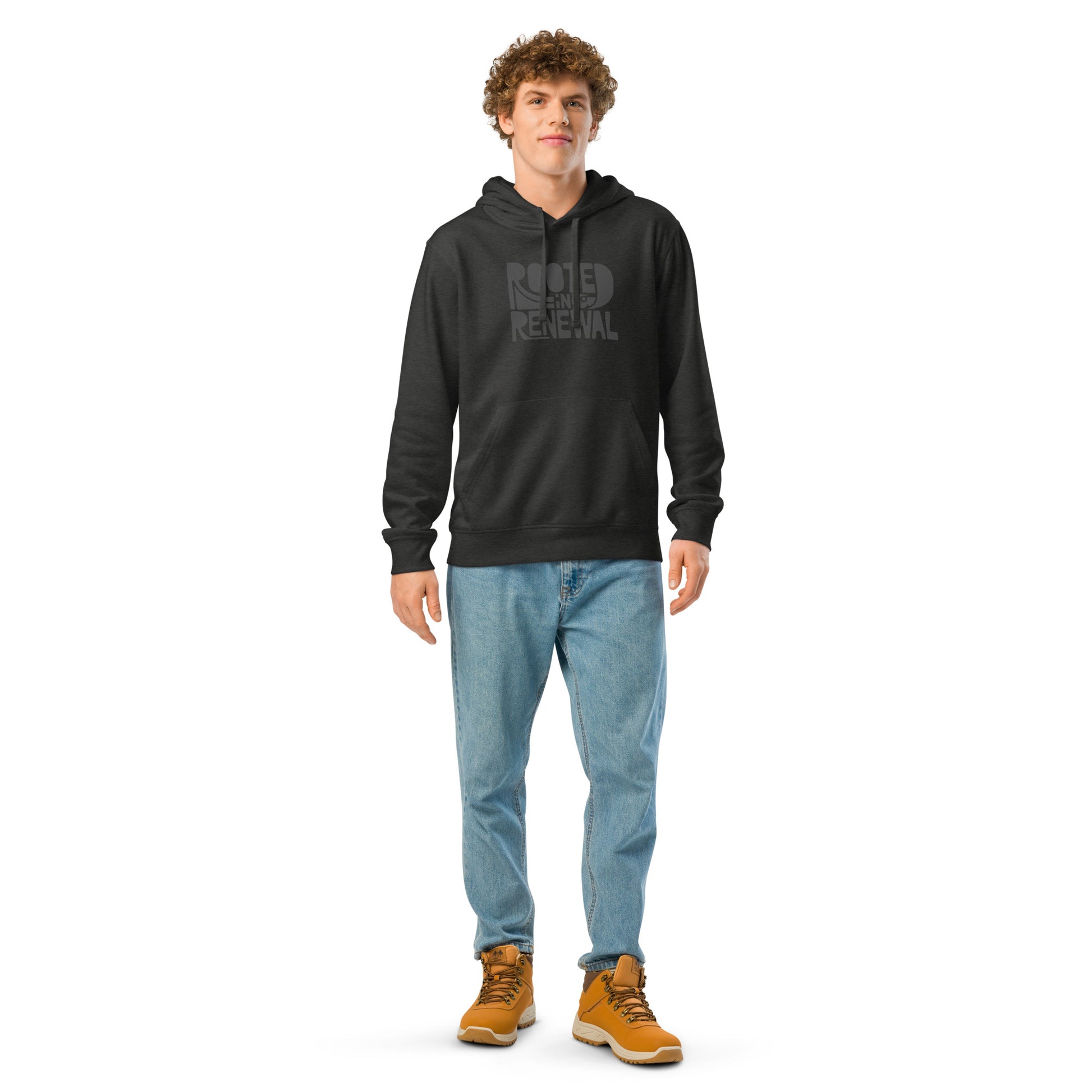 “Rooted In Renewal” Unisex Organic Mid-Weight Hoodie – Owl Print Sustainable Fashion Dudeily