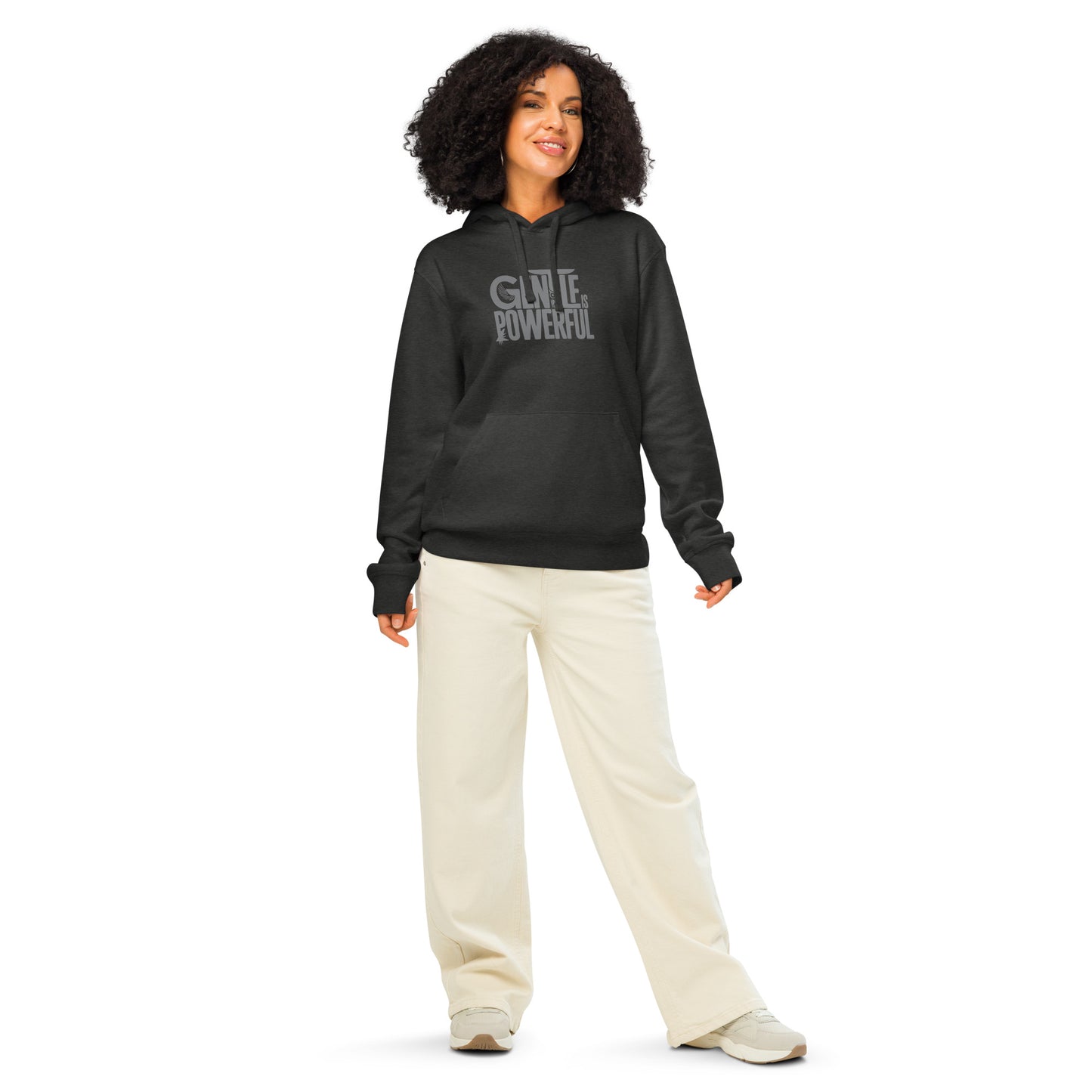 Unisex Organic Mid-Weight Hoodie "Gentle is Powerful" – Owl Print Sustainable Fashion Dudeily