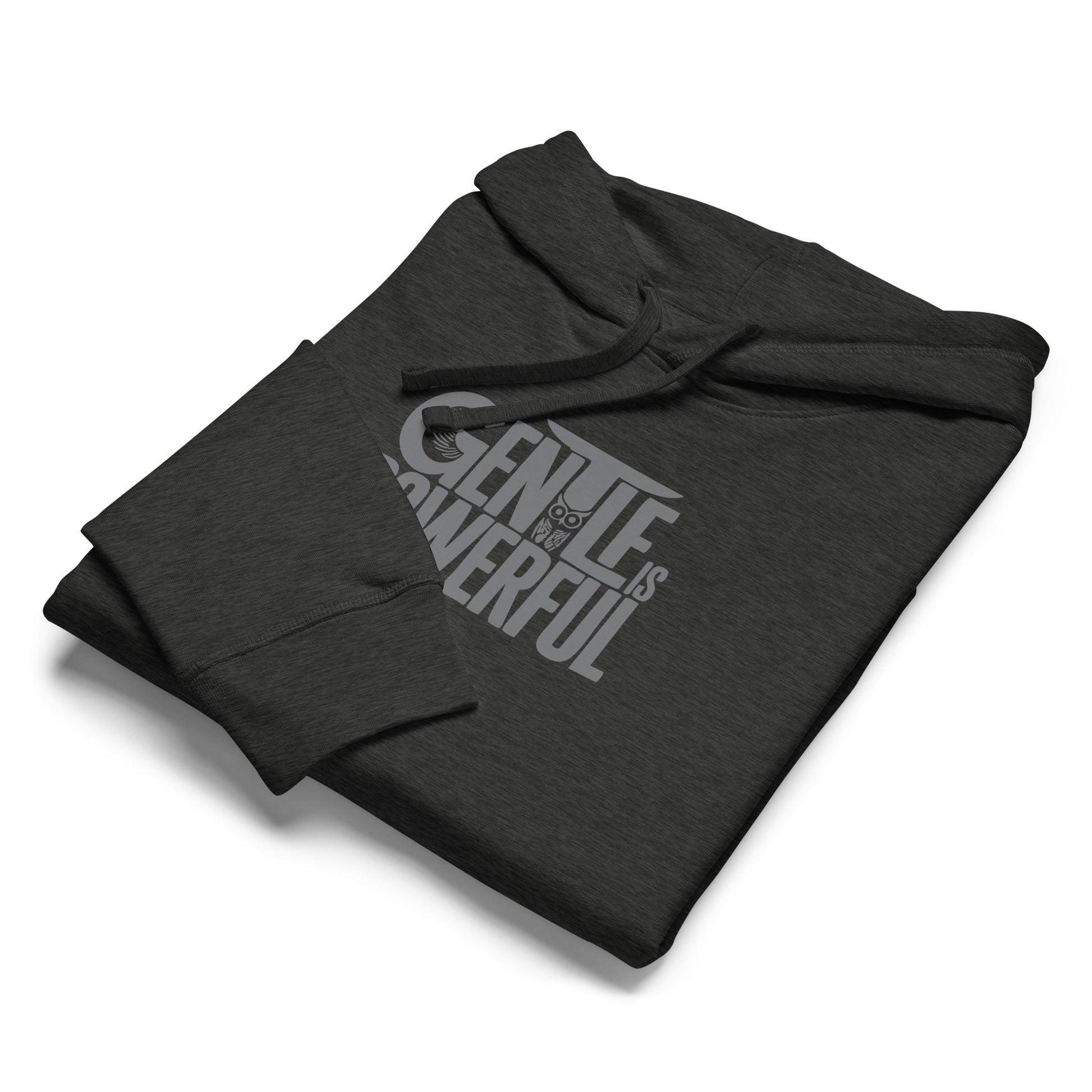 Unisex Organic Mid-Weight Hoodie "Gentle is Powerful" – Owl Print Sustainable Fashion Dudeily