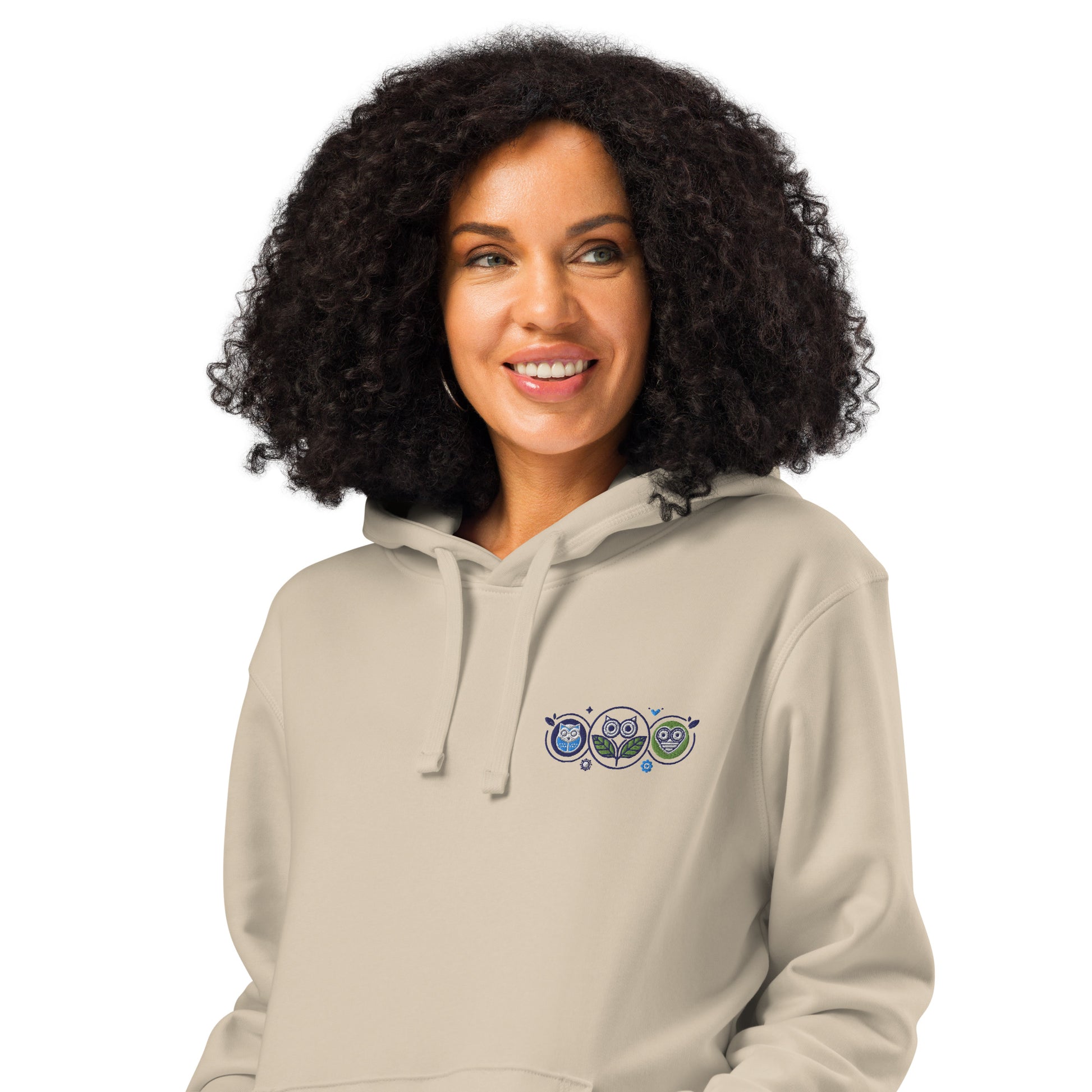 Unisex Organic Mid-Weight Hoodie: Nature’s Union | Owl Embroidered Sustainable Fashion Dudeily