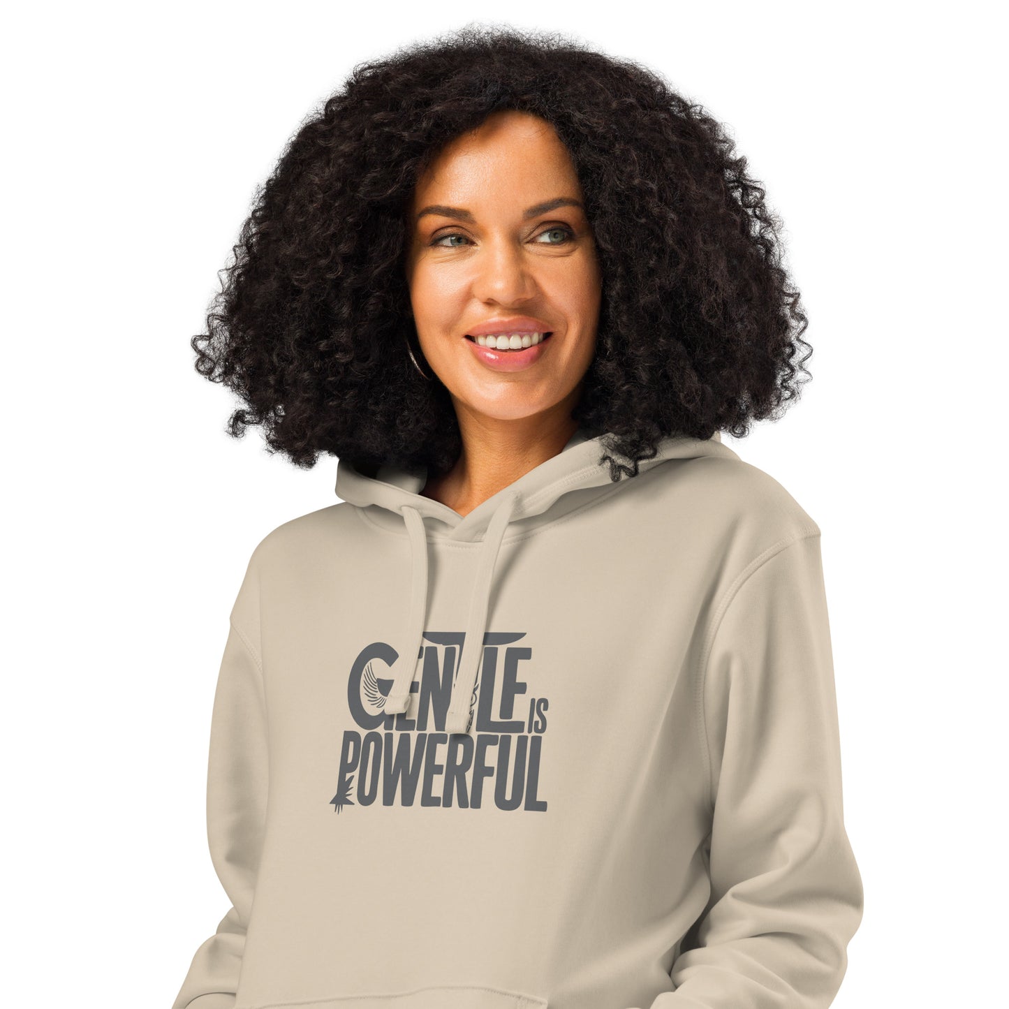 Unisex Organic Mid-Weight Hoodie "Gentle is Powerful" – Owl Print Sustainable Fashion Dudeily