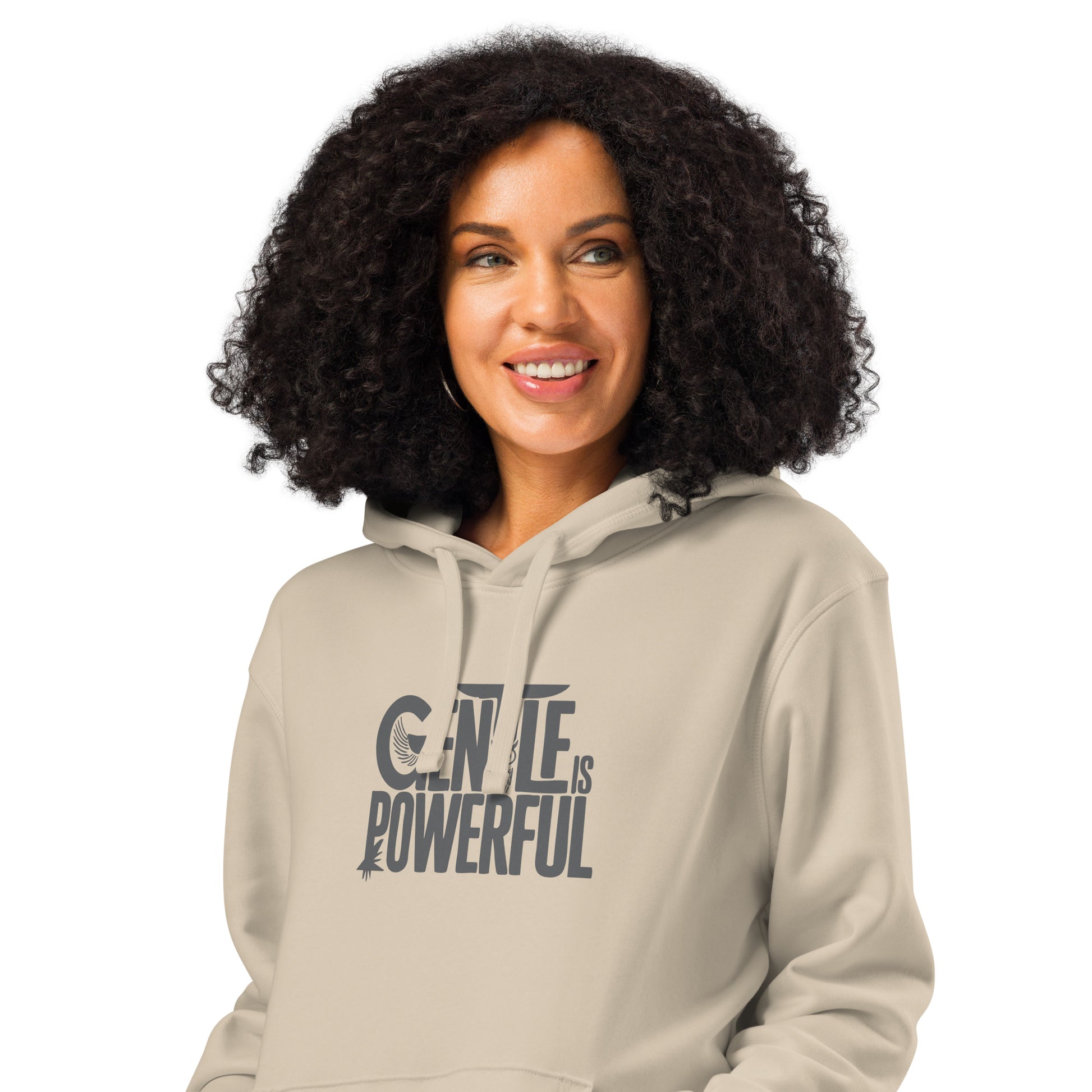 Unisex Organic Mid-Weight Hoodie "Gentle is Powerful" – Owl Print Sustainable Fashion Dudeily
