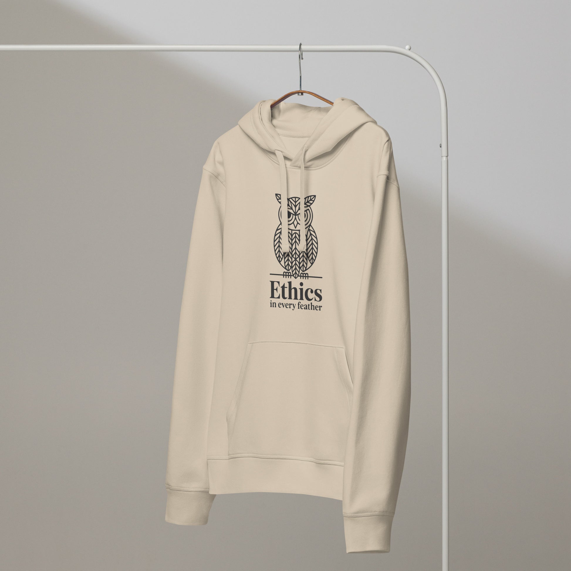 Unisex Organic Mid-Weight Hoodie: 'Ethics in Every Feather' | Sustainable Owl Fashion USA Dudeily