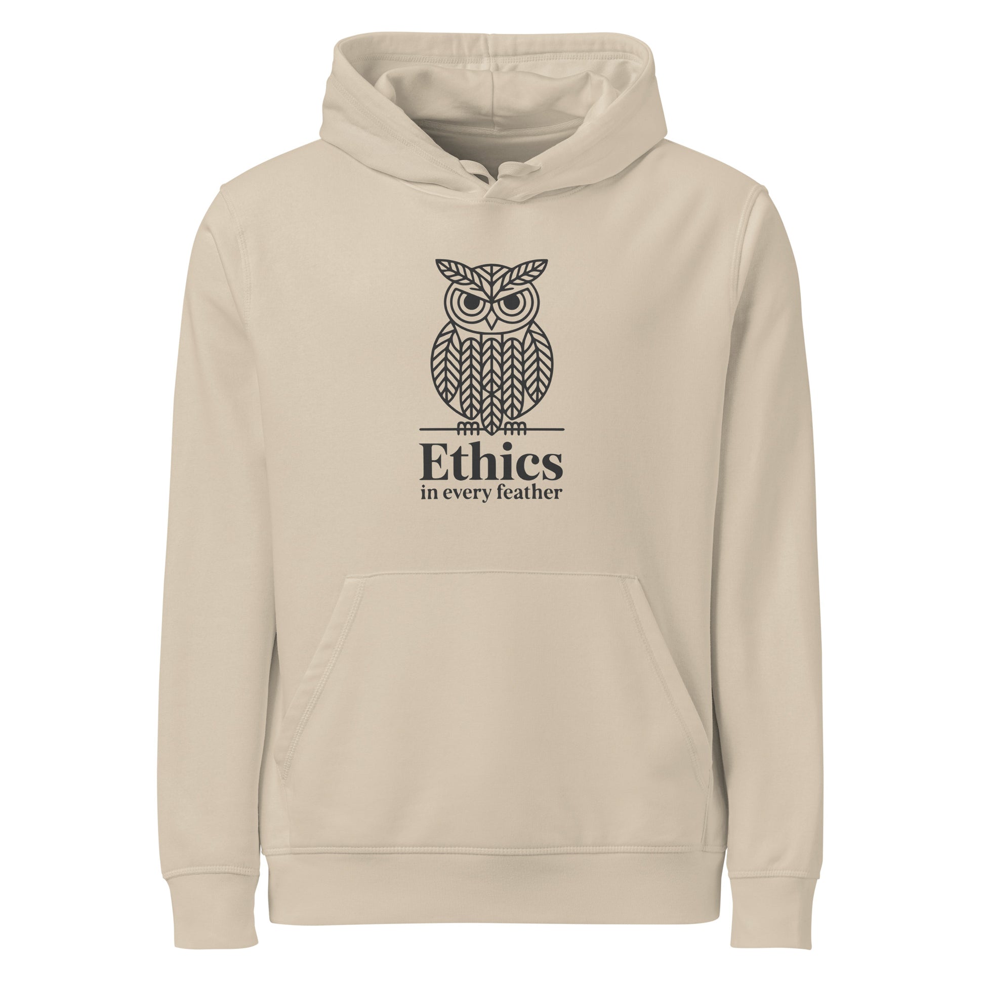 Unisex Organic Mid-Weight Hoodie: 'Ethics in Every Feather' | Sustainable Owl Fashion USA Dudeily