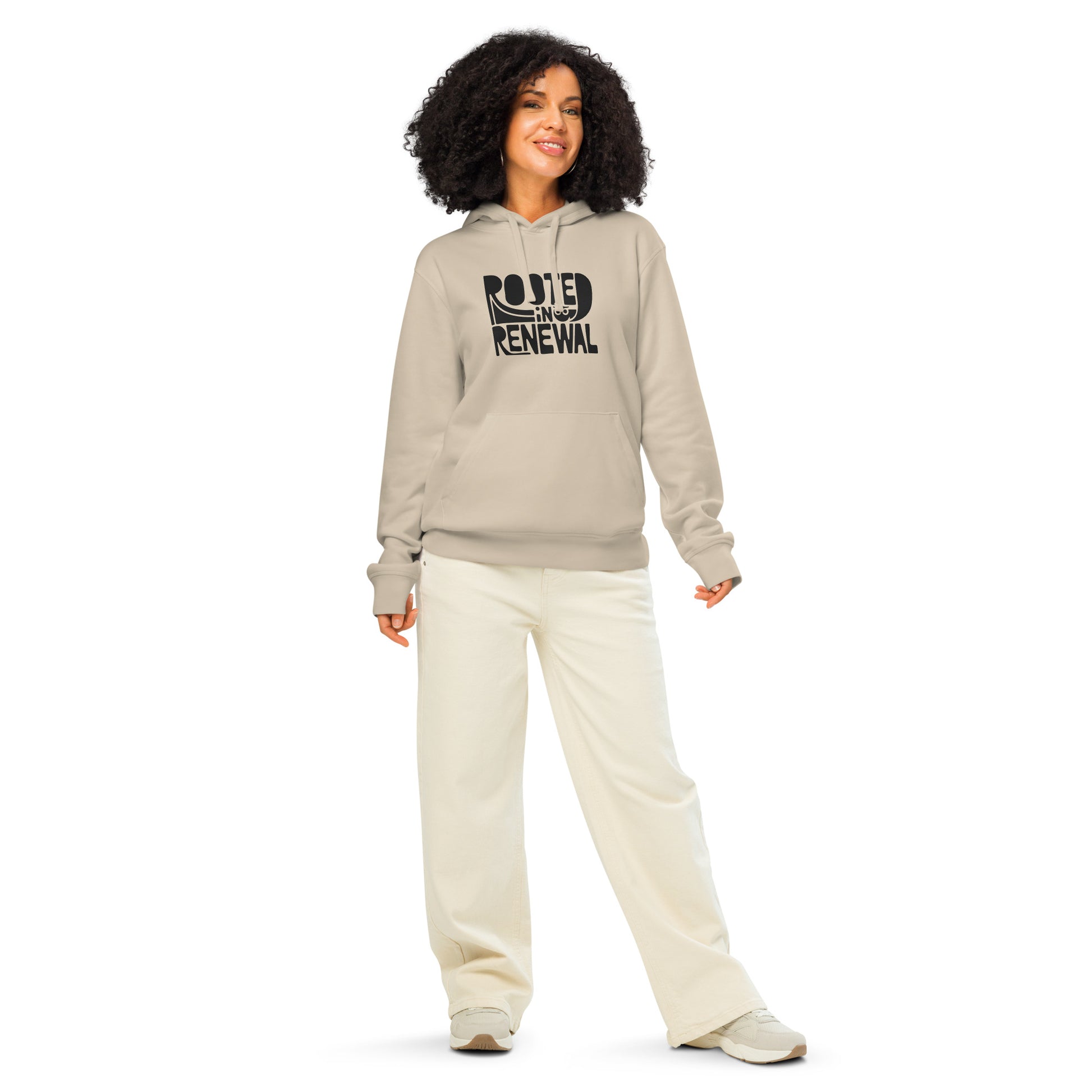 “Rooted In Renewal” Unisex Organic Mid-Weight Hoodie – Owl Print Sustainable Fashion Dudeily