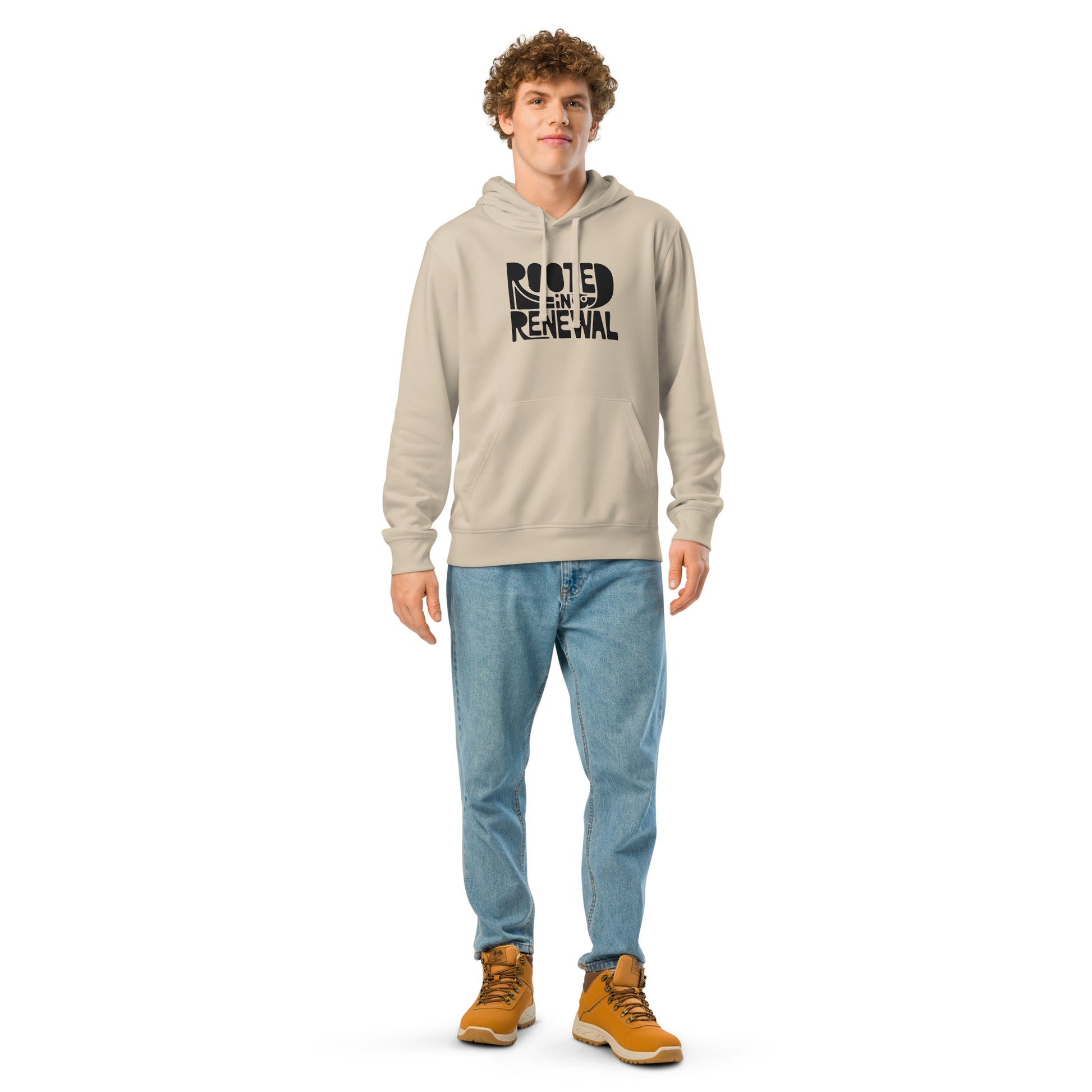 “Rooted In Renewal” Unisex Organic Mid-Weight Hoodie – Owl Print Sustainable Fashion Dudeily