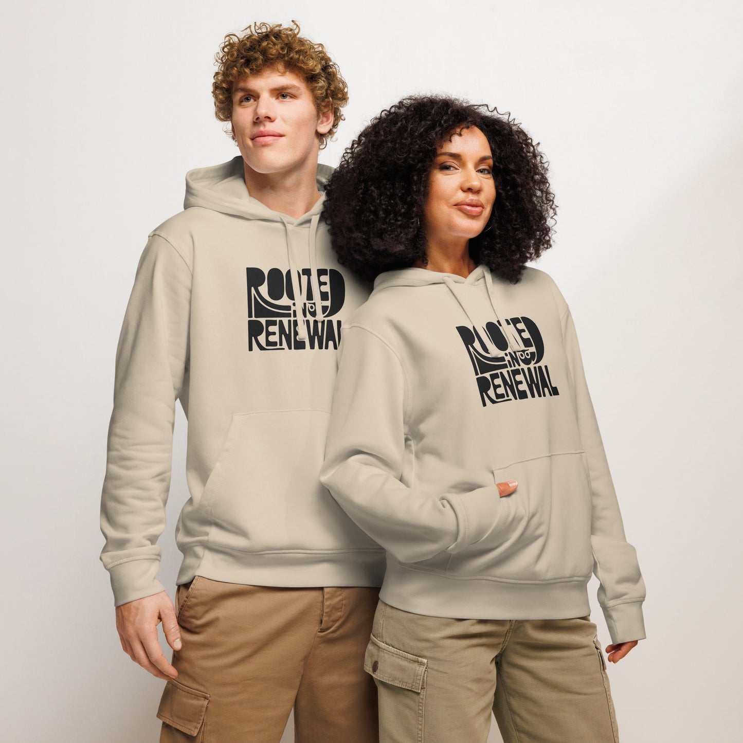“Rooted In Renewal” Unisex Organic Mid-Weight Hoodie – Owl Print Sustainable Fashion Dudeily