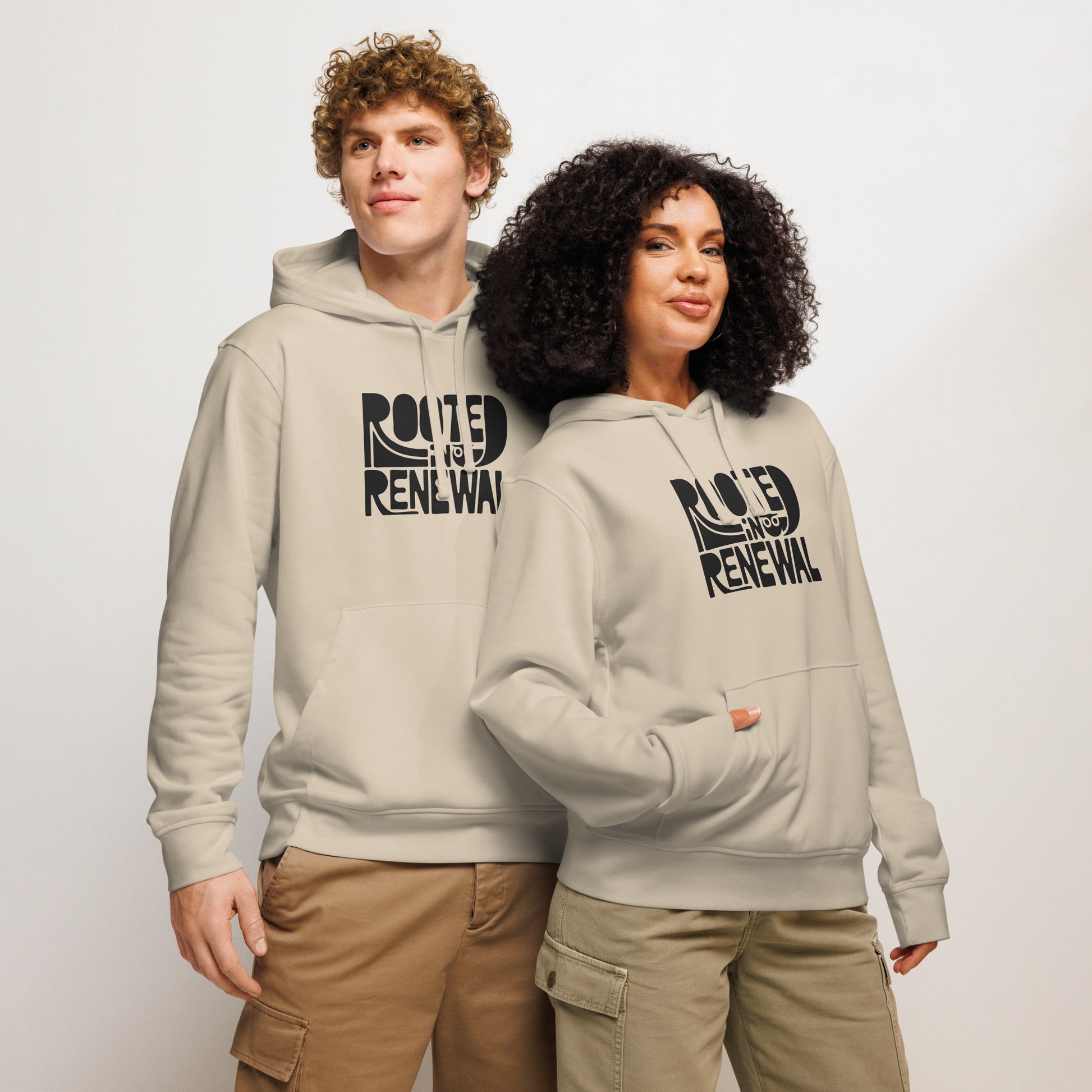 “Rooted In Renewal” Unisex Organic Mid-Weight Hoodie – Owl Print Sustainable Fashion Dudeily