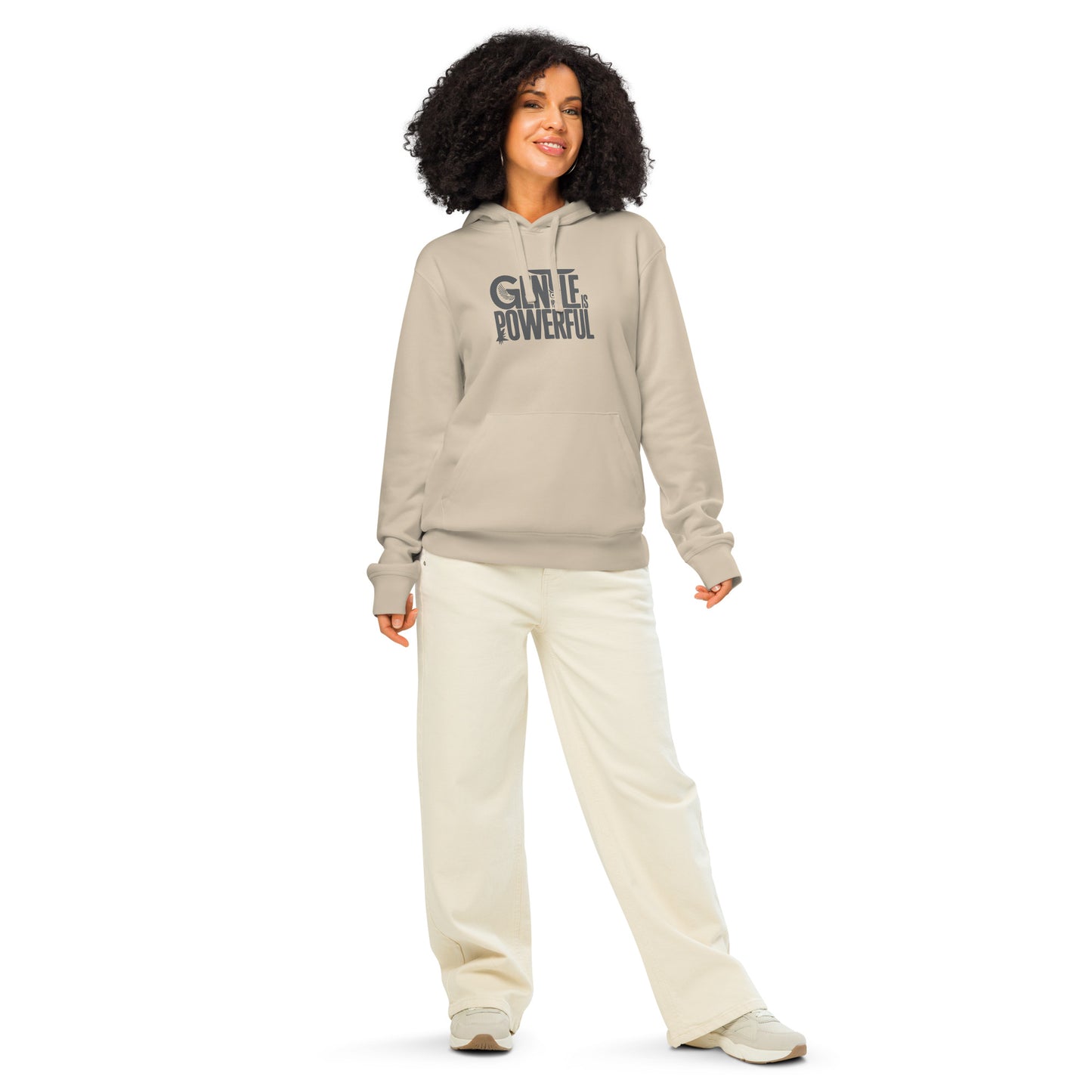 Unisex Organic Mid-Weight Hoodie "Gentle is Powerful" – Owl Print Sustainable Fashion Dudeily