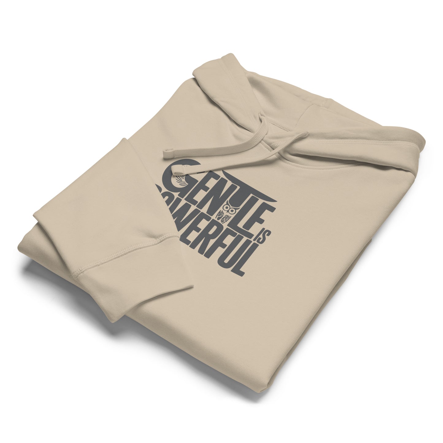 Unisex Organic Mid-Weight Hoodie "Gentle is Powerful" – Owl Print Sustainable Fashion Dudeily