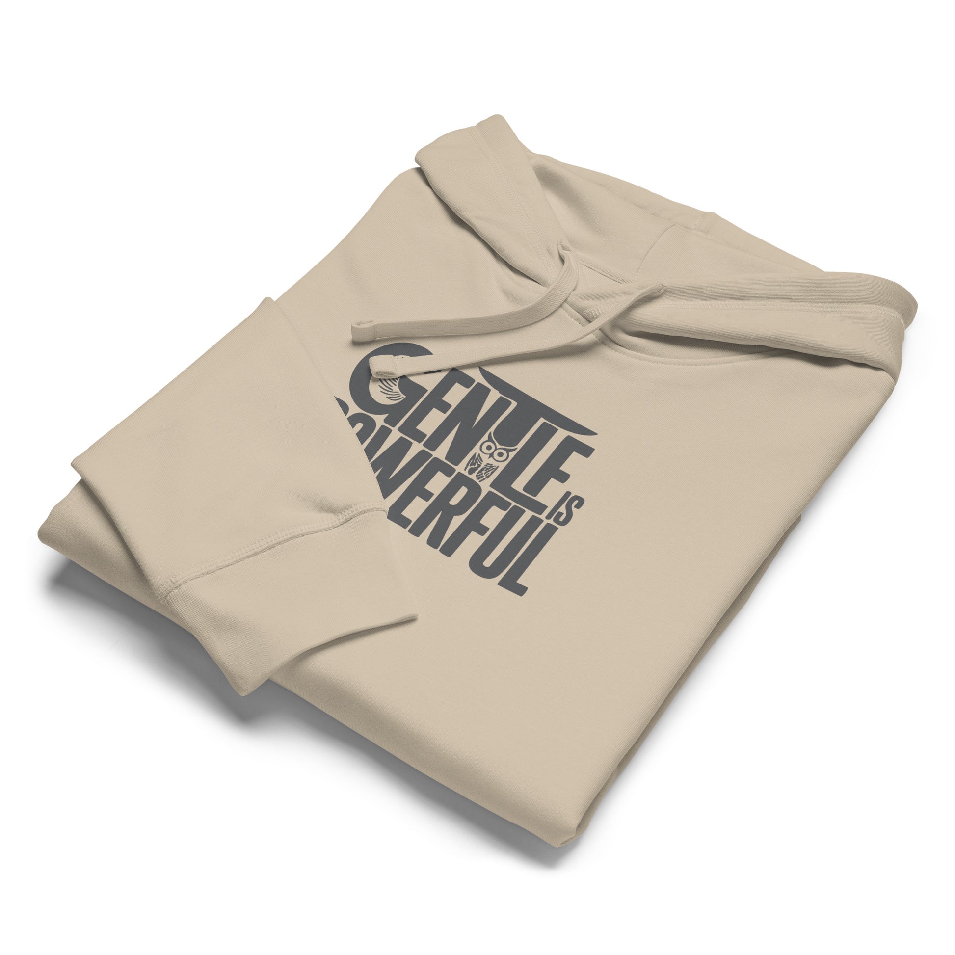 Unisex Organic Mid-Weight Hoodie "Gentle is Powerful" – Owl Print Sustainable Fashion Dudeily