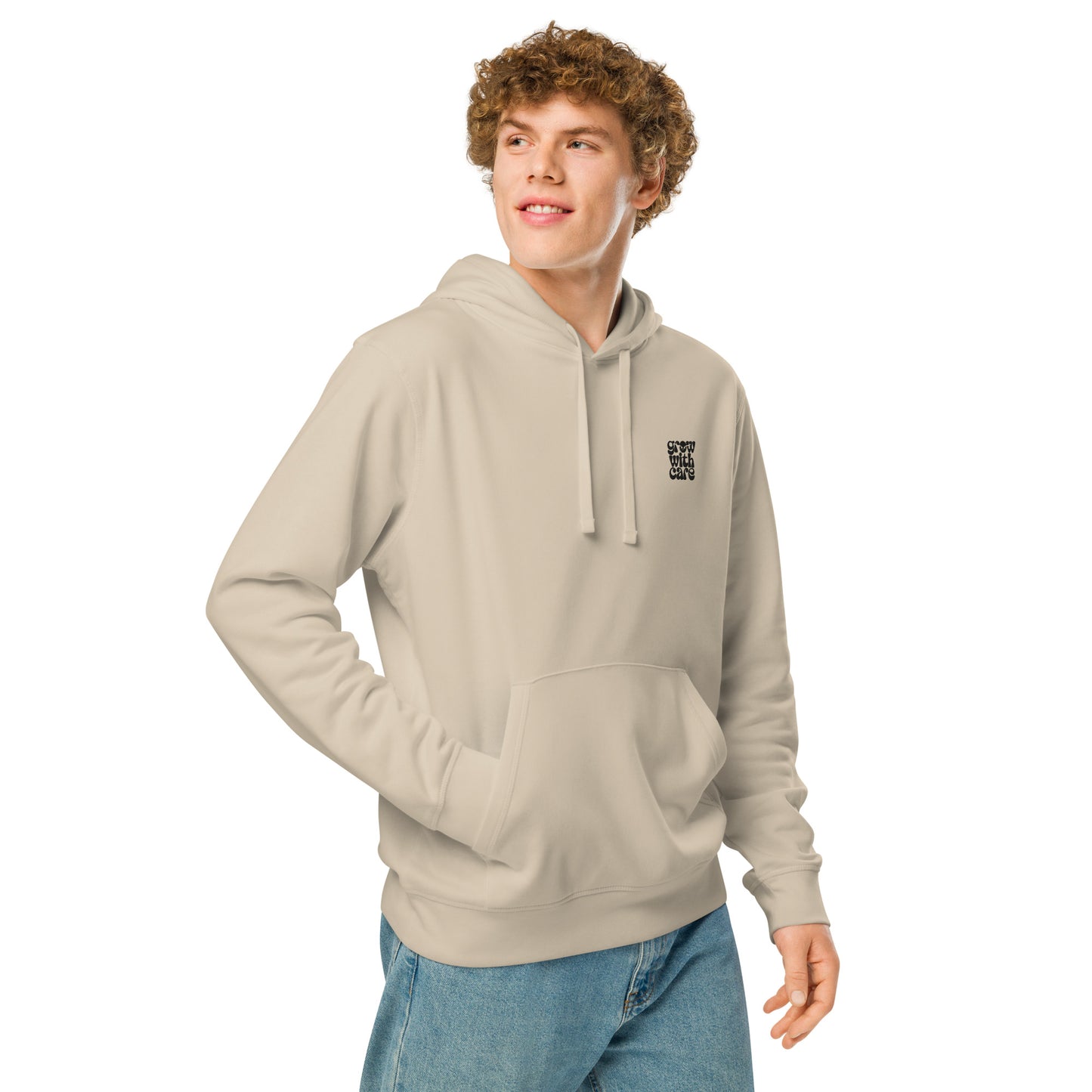 Eco-Friendly Owl Clothing Embroidered Unisex Organic Mid-Weight Hoodie "Grow With Care" Dudeily