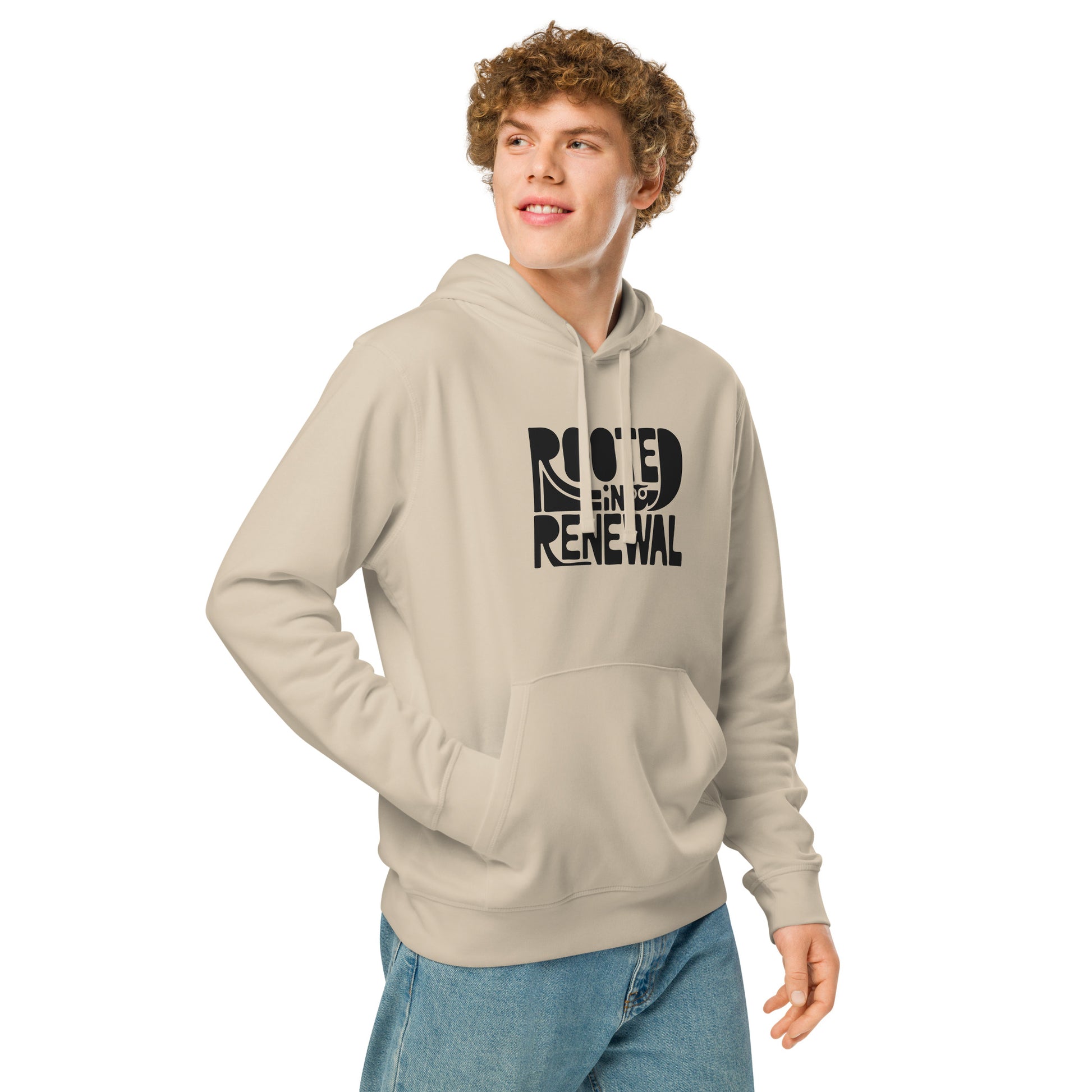 “Rooted In Renewal” Unisex Organic Mid-Weight Hoodie – Owl Print Sustainable Fashion Dudeily