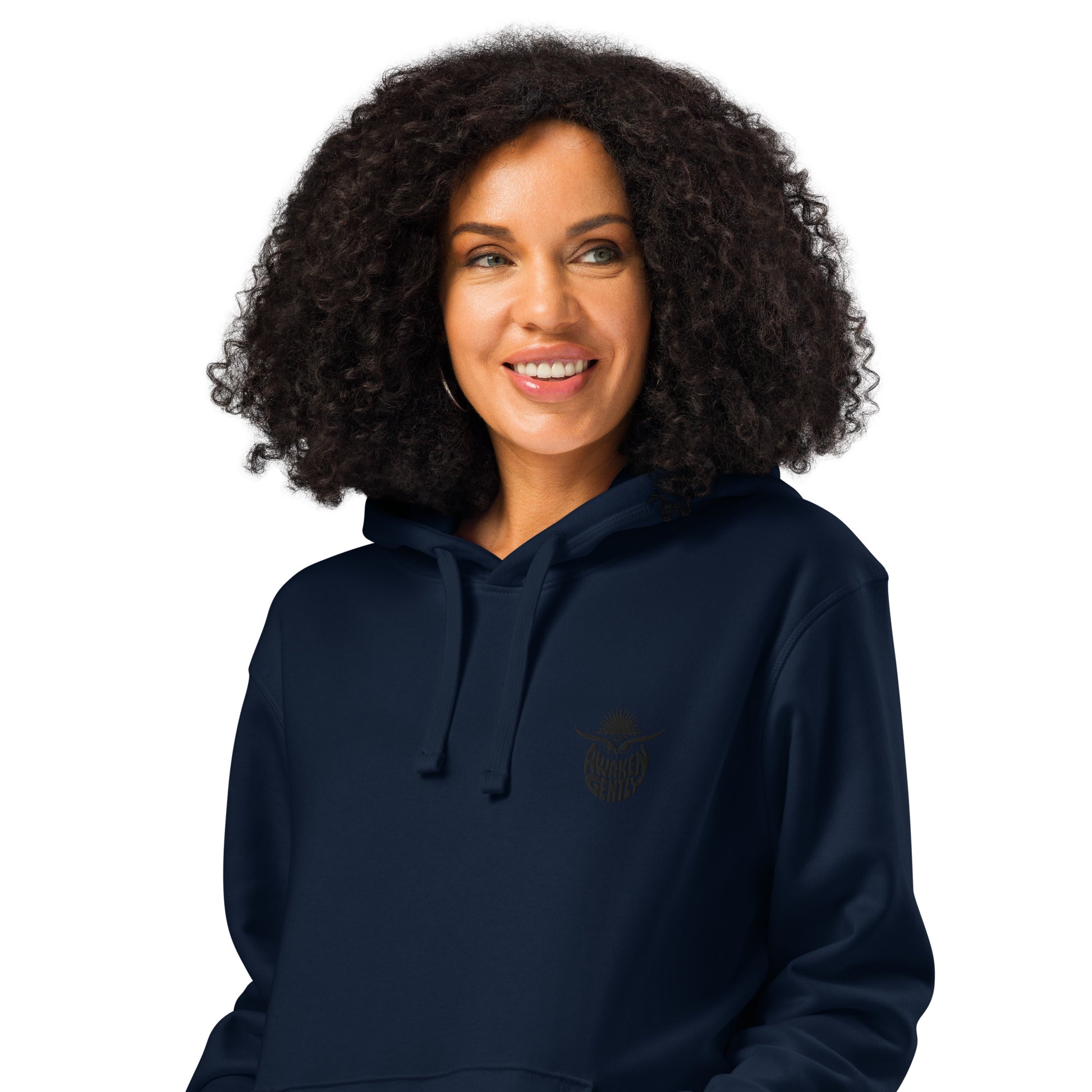Eco-Friendly Owl Clothing Embroidered Unisex Organic Mid-Weight Hoodie "Awaken Gently" Dudeily