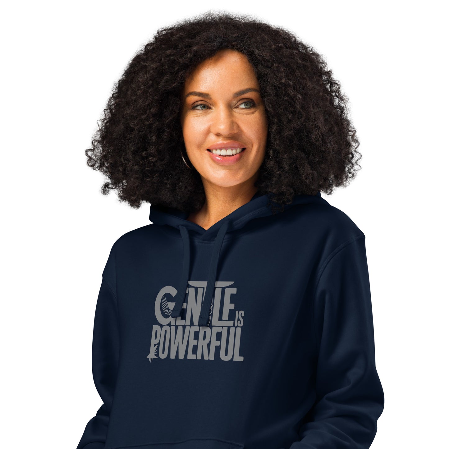 Unisex Organic Mid-Weight Hoodie "Gentle is Powerful" – Owl Print Sustainable Fashion Dudeily