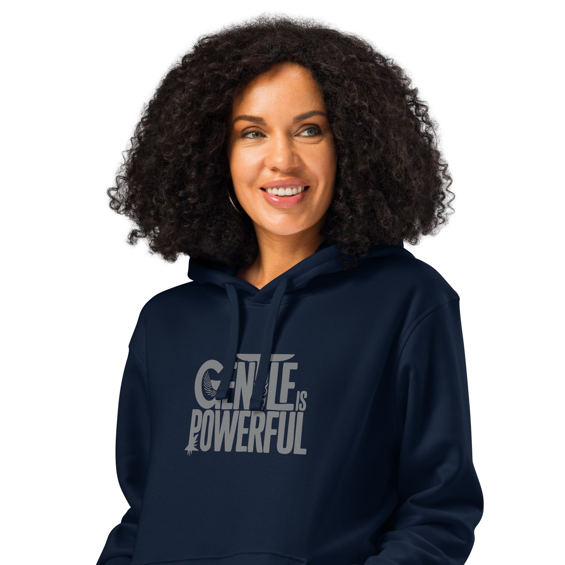Unisex Organic Mid-Weight Hoodie "Gentle is Powerful" – Owl Print Sustainable Fashion Dudeily