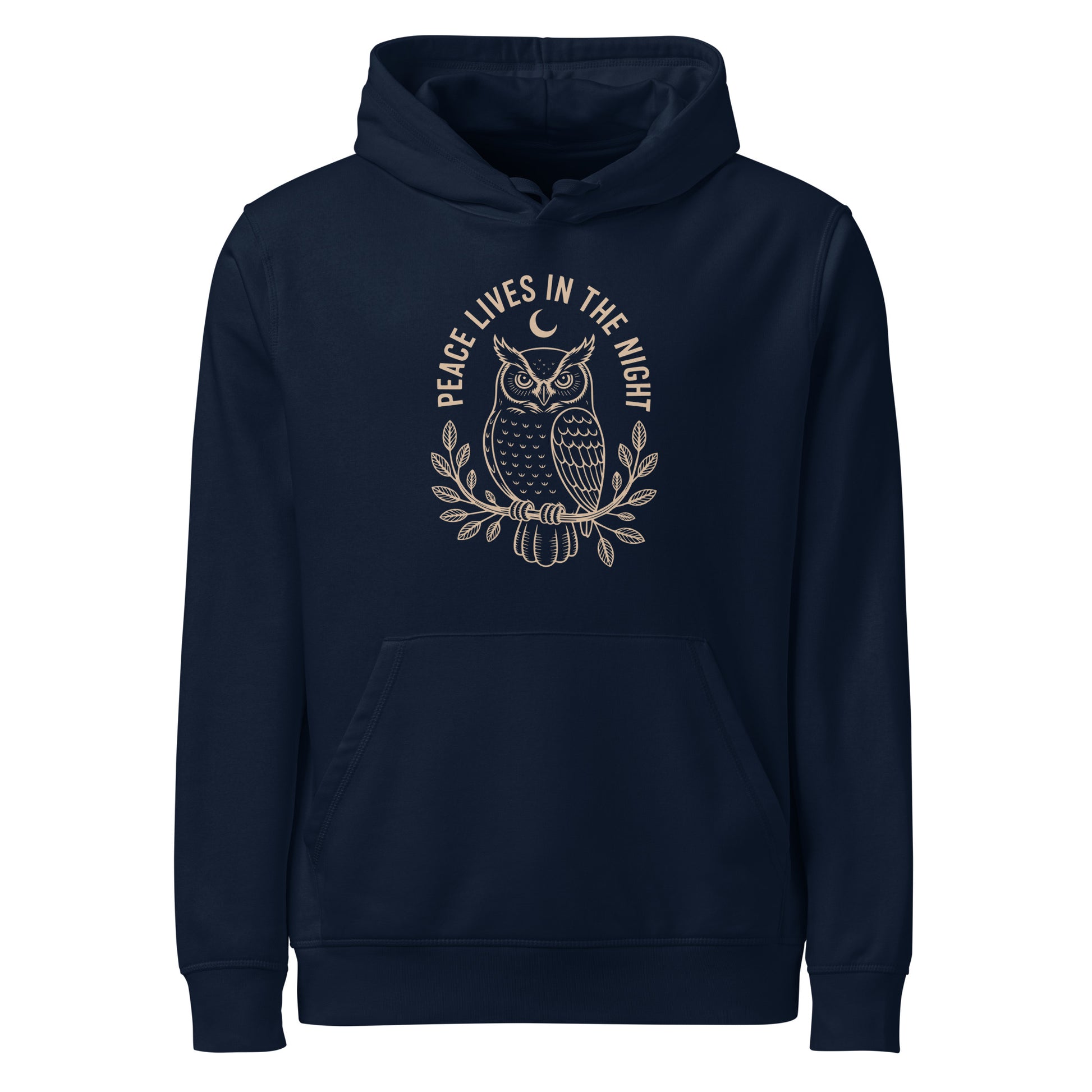Unisex Organic Mid-Weight Hoodie: 'Peace in the Night' in Fall | Sustainable Owl Fashion USA Dudeily
