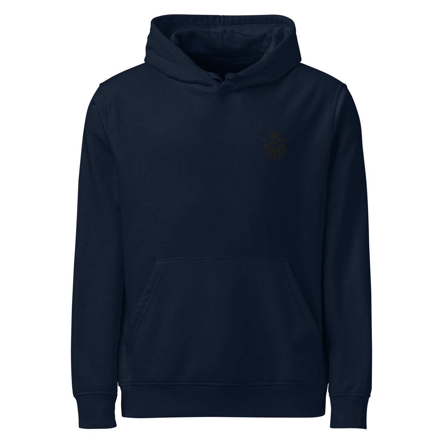 Eco-Friendly Owl Clothing Embroidered Unisex Organic Mid-Weight Hoodie "Awaken Gently" French Navy Dudeily