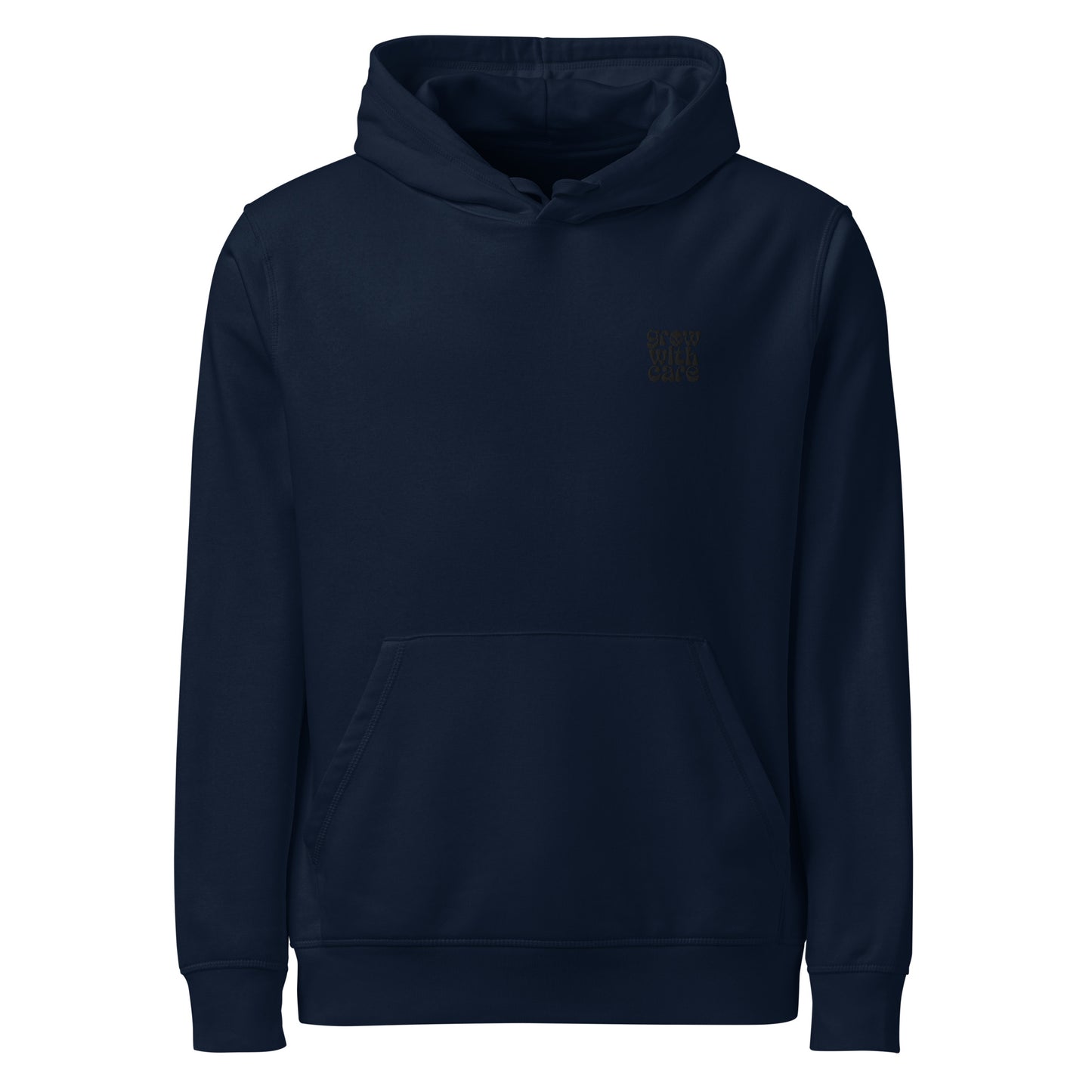 Eco-Friendly Owl Clothing Embroidered Unisex Organic Mid-Weight Hoodie "Grow With Care" French Navy Dudeily