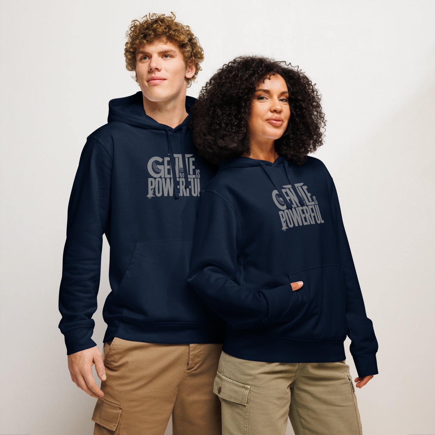 Unisex Organic Mid-Weight Hoodie "Rooted In Renewal" – Owl Print Sustainable Fashion Dudeily