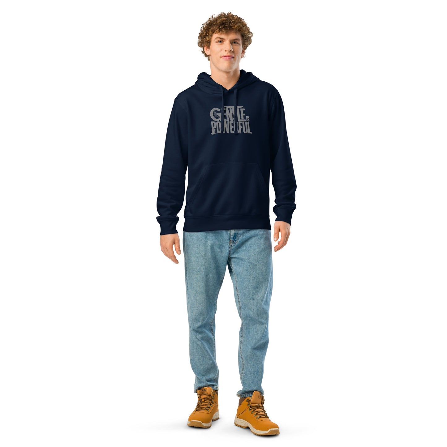 Unisex Organic Mid-Weight Hoodie "Gentle is Powerful" – Owl Print Sustainable Fashion Dudeily