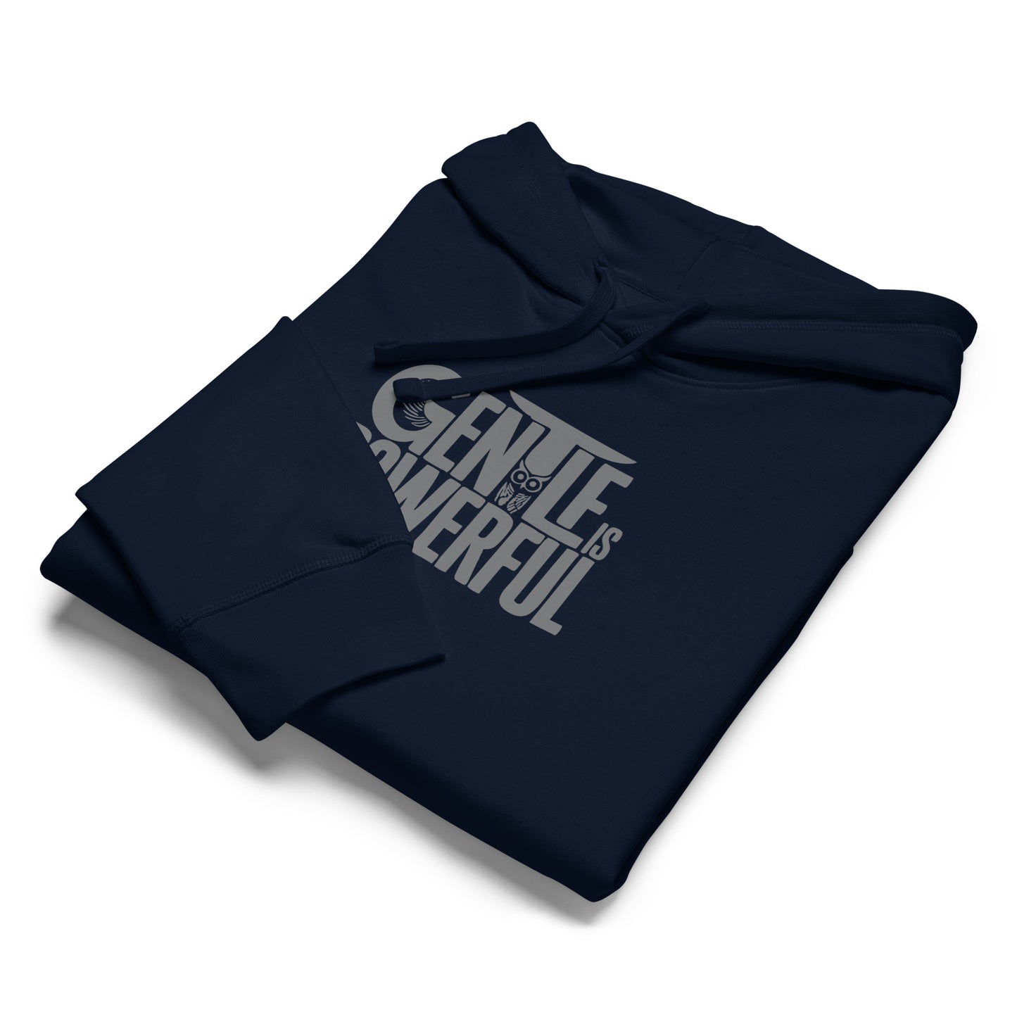Unisex Organic Mid-Weight Hoodie "Gentle is Powerful" – Owl Print Sustainable Fashion Dudeily