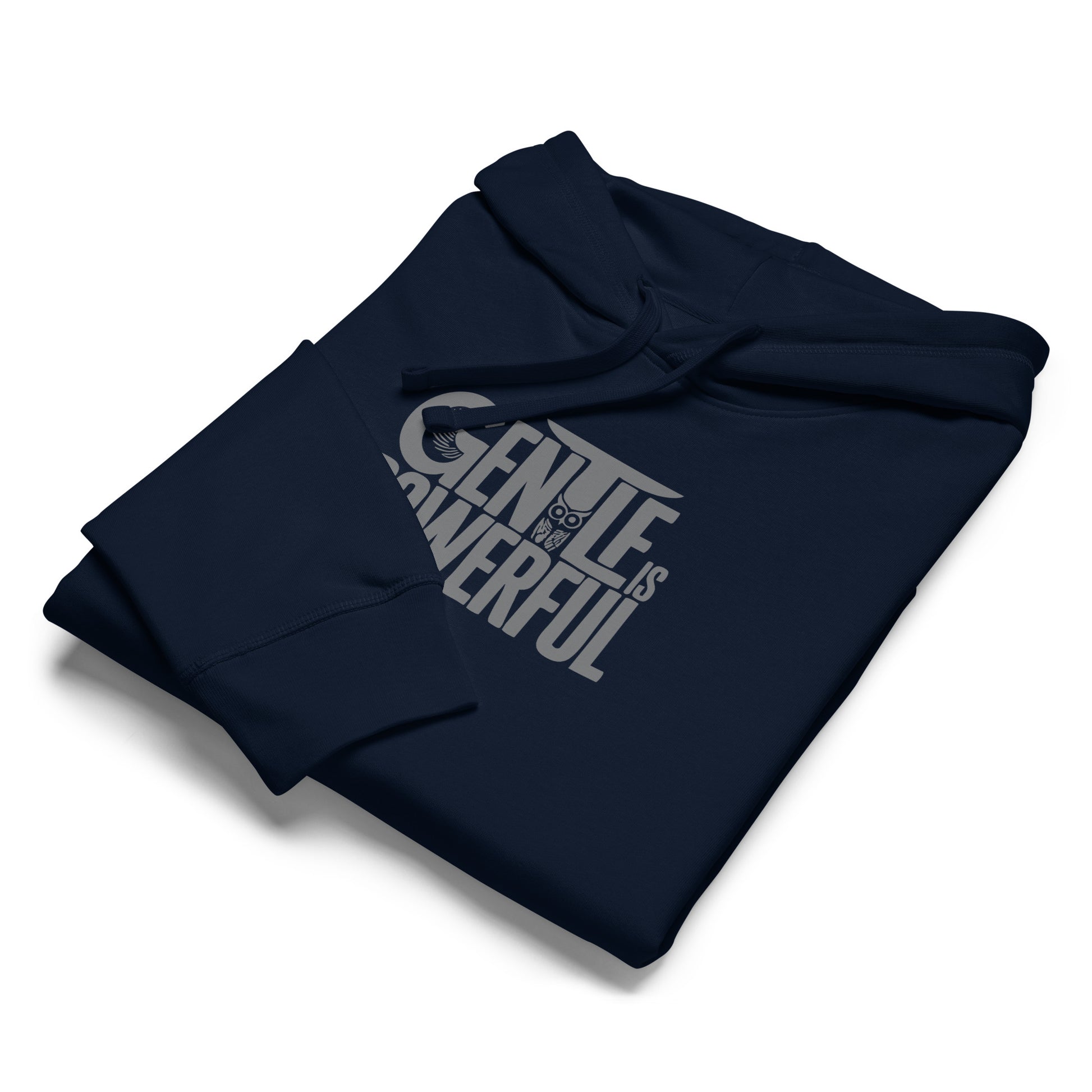 Unisex Organic Mid-Weight Hoodie "Gentle is Powerful" – Owl Print Sustainable Fashion Dudeily