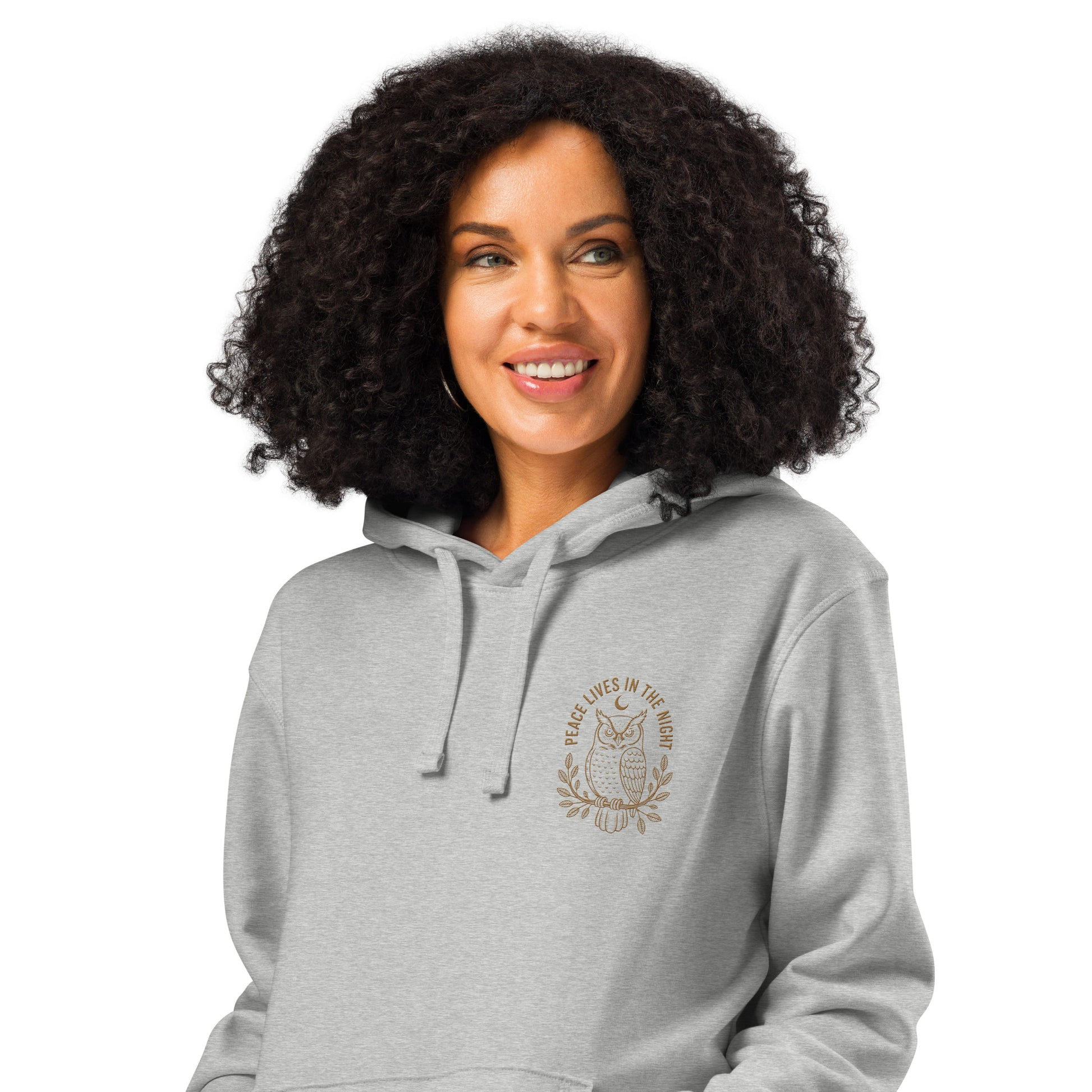 Owl Unisex Organic Mid-Weight Hoodie – 'Peace Lives in the Night' in Fall | Sustainable Fashion Dudeily