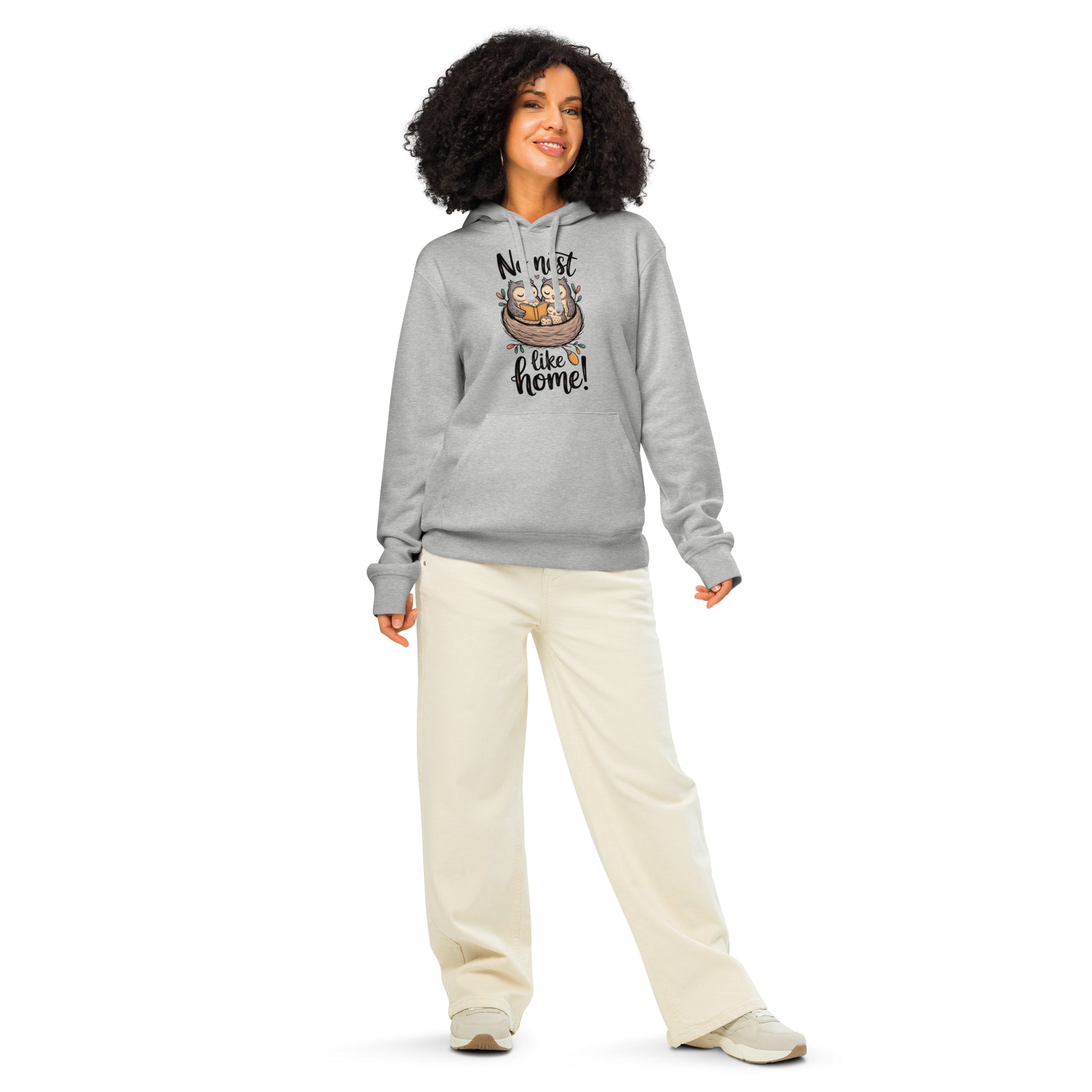 Unisex Organic Mid-Weight Hoodie – For Owl Lovers & Eco Families Heather Grey Dudeily